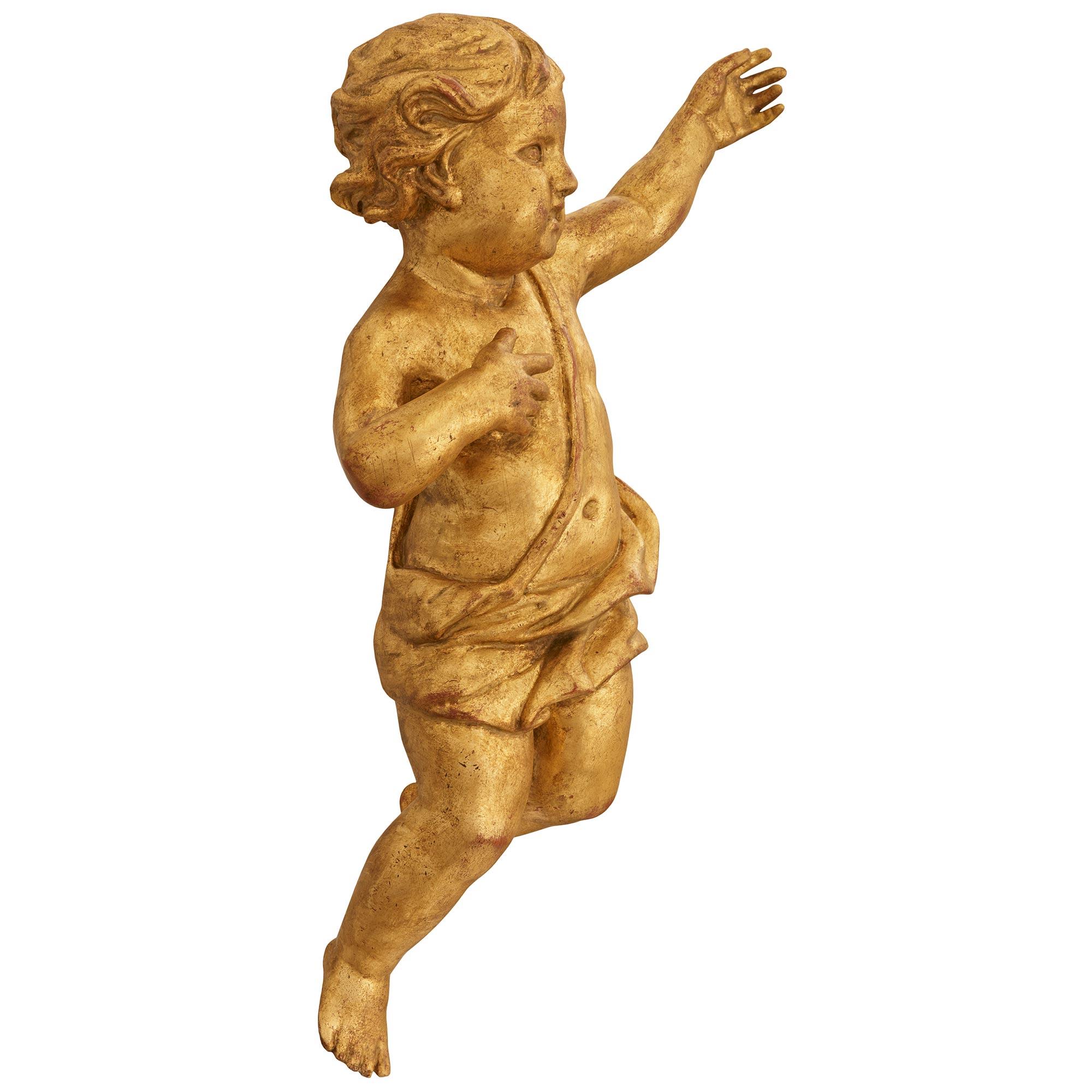 true pair of Italian 18th century Baroque st. Giltwood wall decor For Sale 1