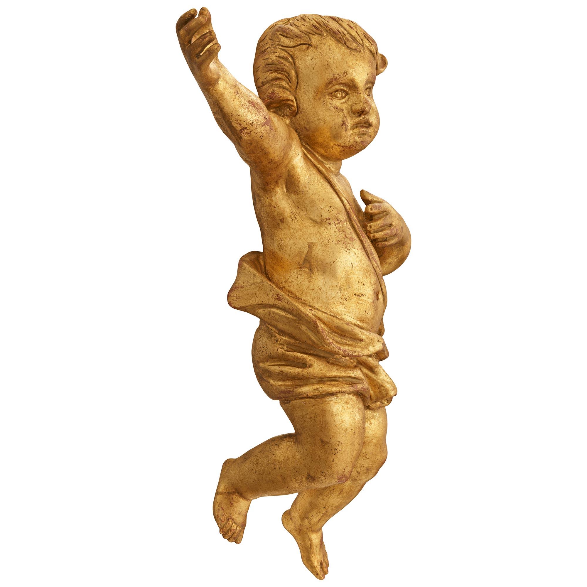 true pair of Italian 18th century Baroque st. Giltwood wall decor For Sale 2