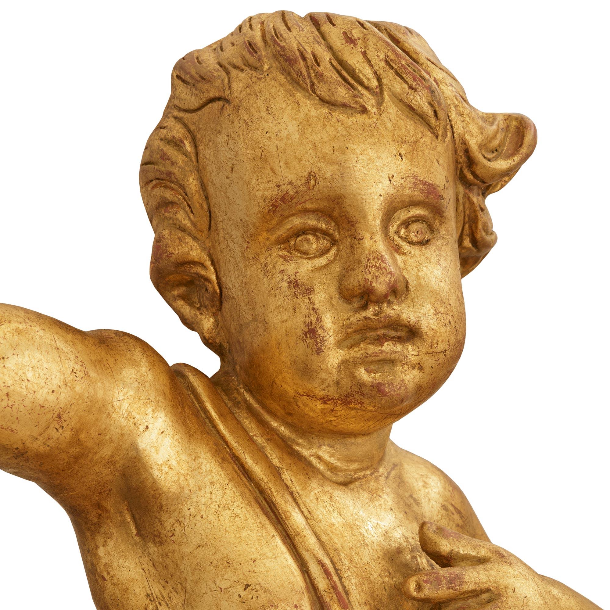true pair of Italian 18th century Baroque st. Giltwood wall decor For Sale 3