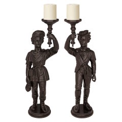 True Pair of Italian 18th Century Venetian St. Ebonized Fruitwood Stands