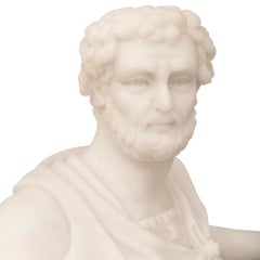 True Pair Of Italian 19th Century Neo-Classical St. White Carrara Marble Statues