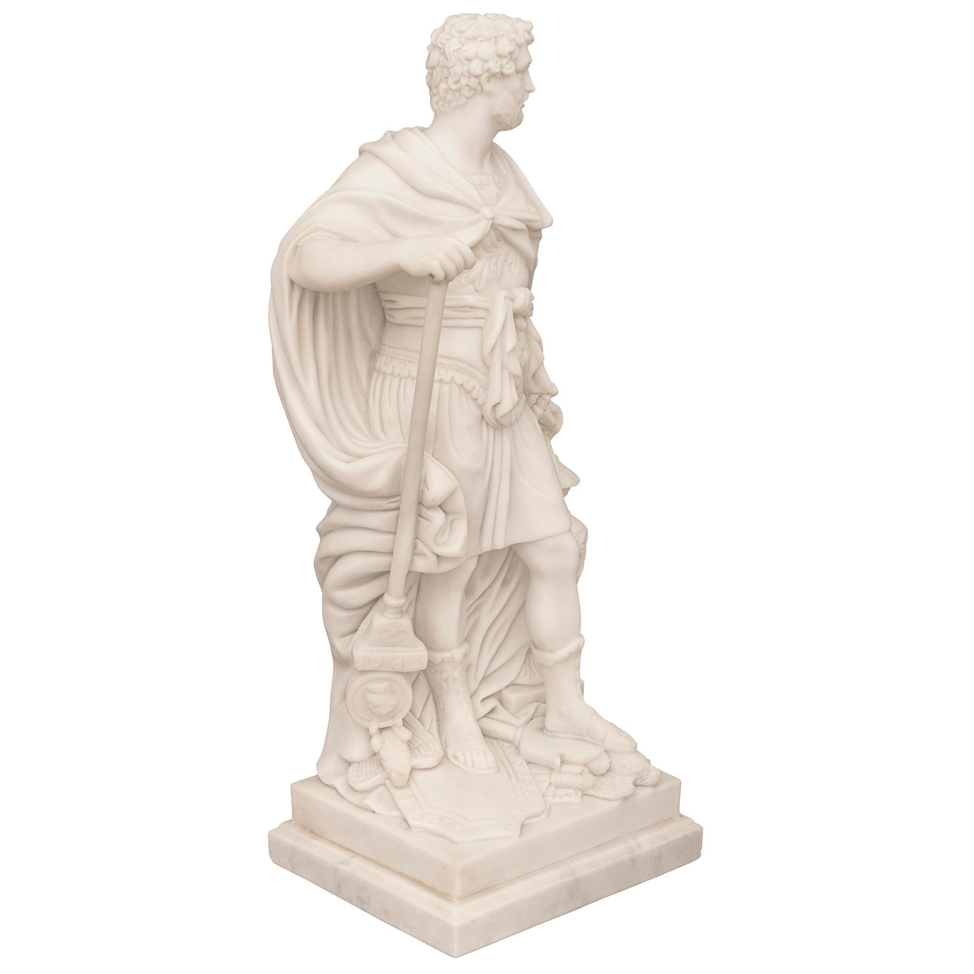 Neoclassical True Pair Of Italian 19th Century Neo-Classical St. White Carrara Marble Statues For Sale