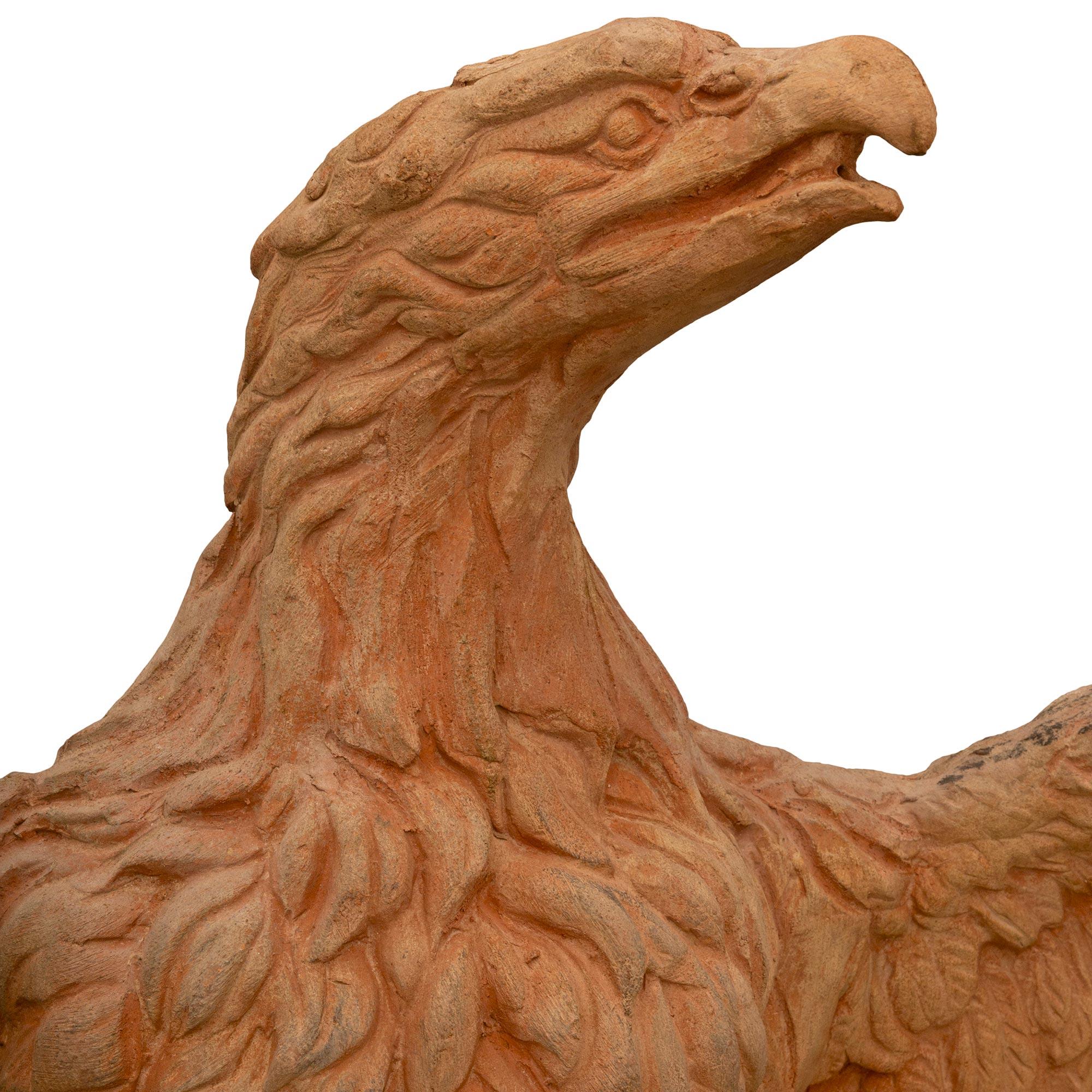 vera coppia di aquile in terracotta toscana del XIX secolo in vendita 1