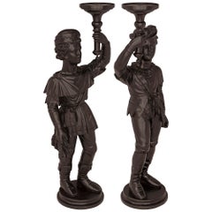 True Pair of Italian 18th Century Venetian St. Ebonized Fruitwood Stands