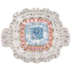 True Romance Double Halo Engagement Ring Setting With Pavé Band 
