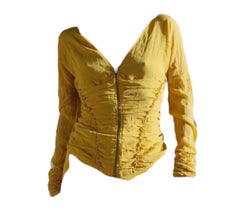 Trueing Vintage Roberto Cavalli Yellow Silk Ruched Corset Blouse