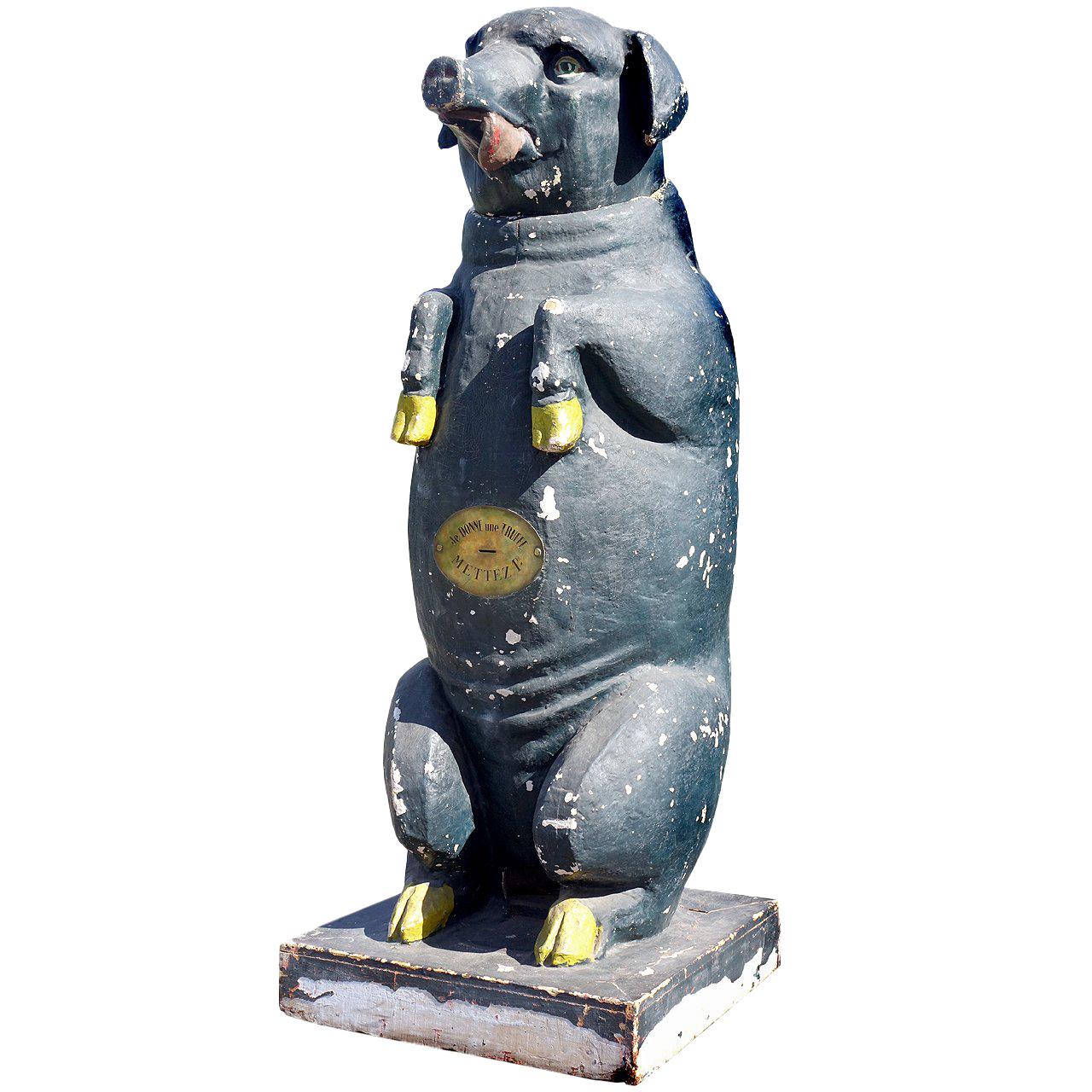 Truffle Pig, Large Articulated 1800s French Trade Stimulator