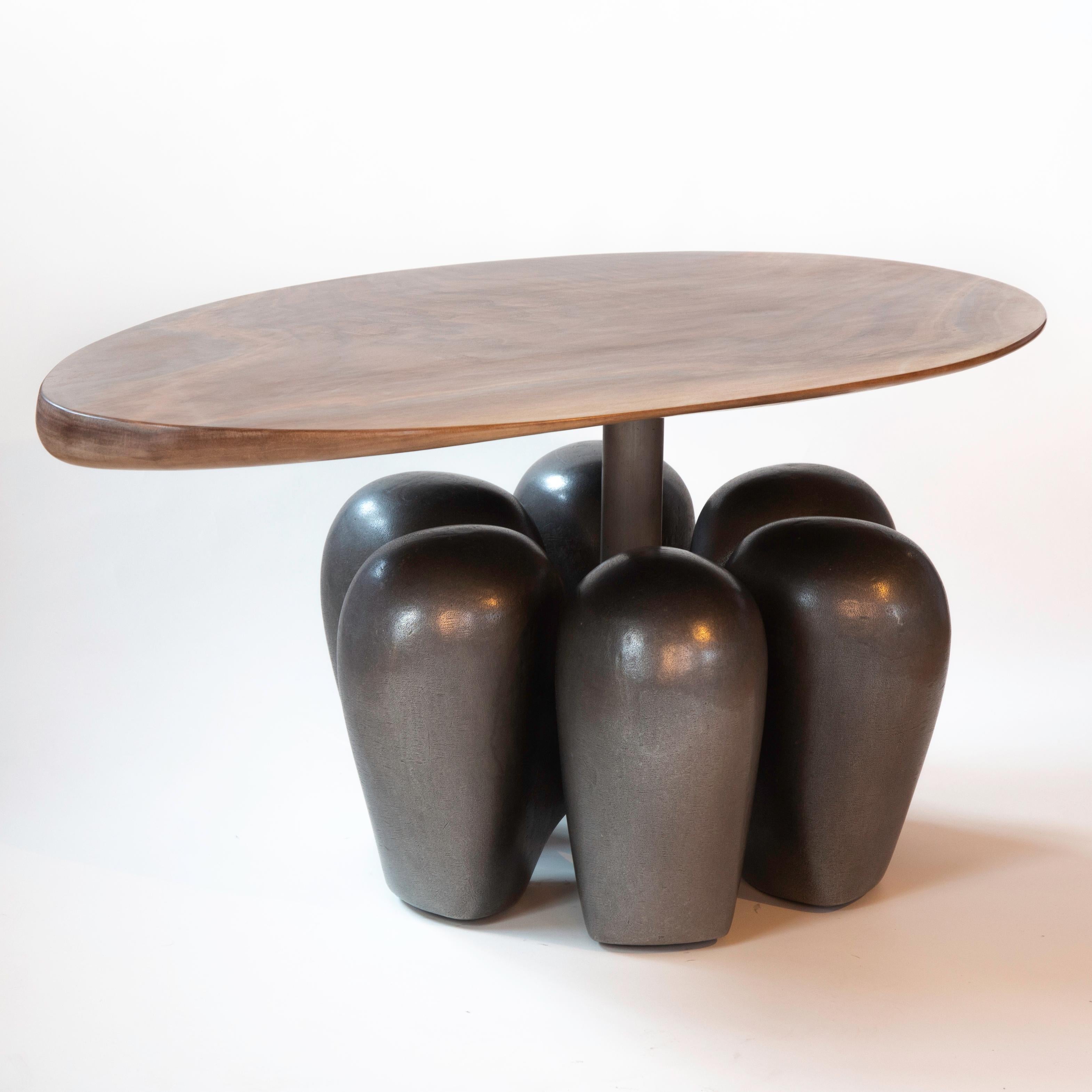American Truffula Table, Hand Carved Walnut, Cast Aluminum, Patina, Jordan Mozer USA 2019 For Sale