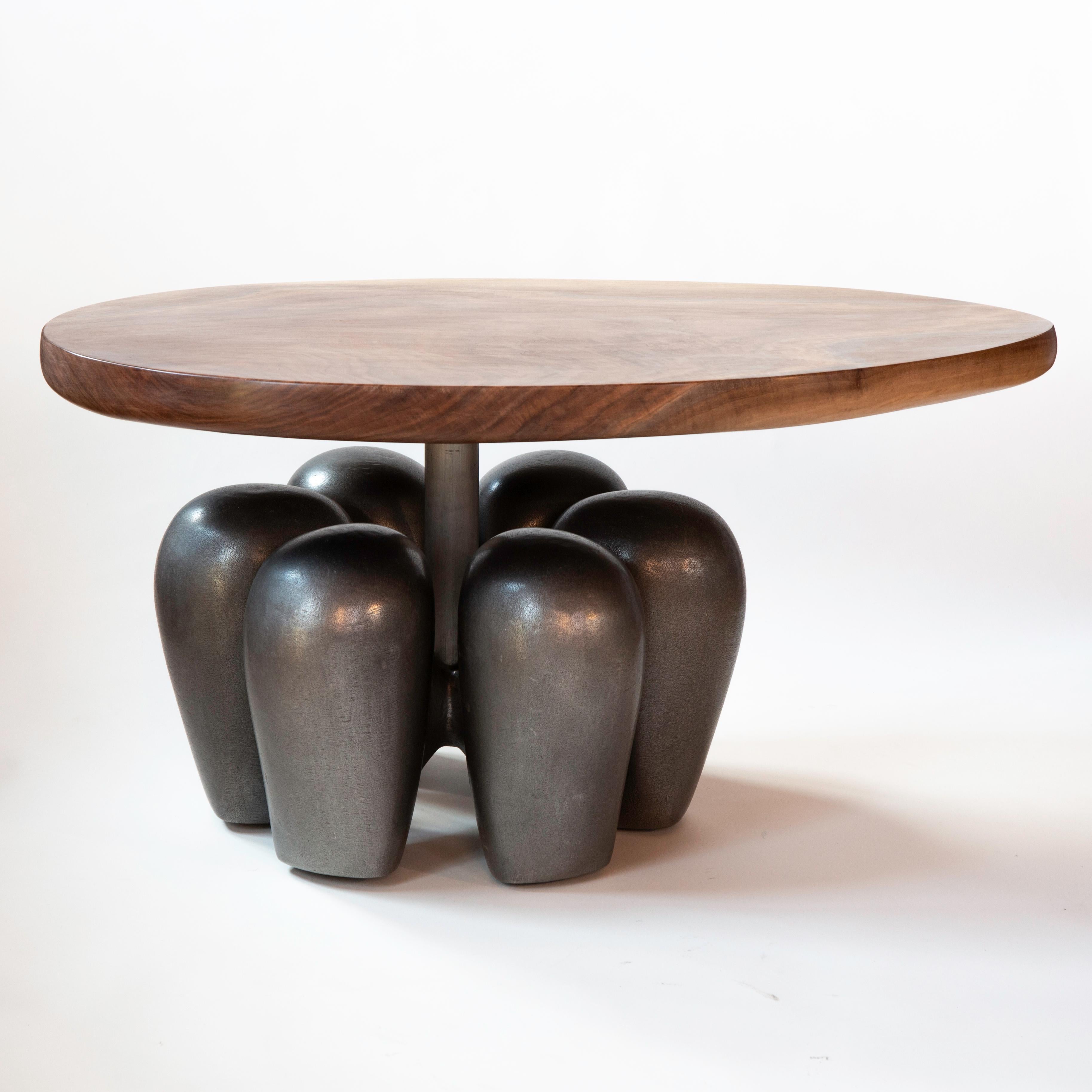 Truffula Table, Hand Carved Walnut, Cast Aluminum, Patina, Jordan Mozer USA 2019 In New Condition For Sale In Chicago, IL