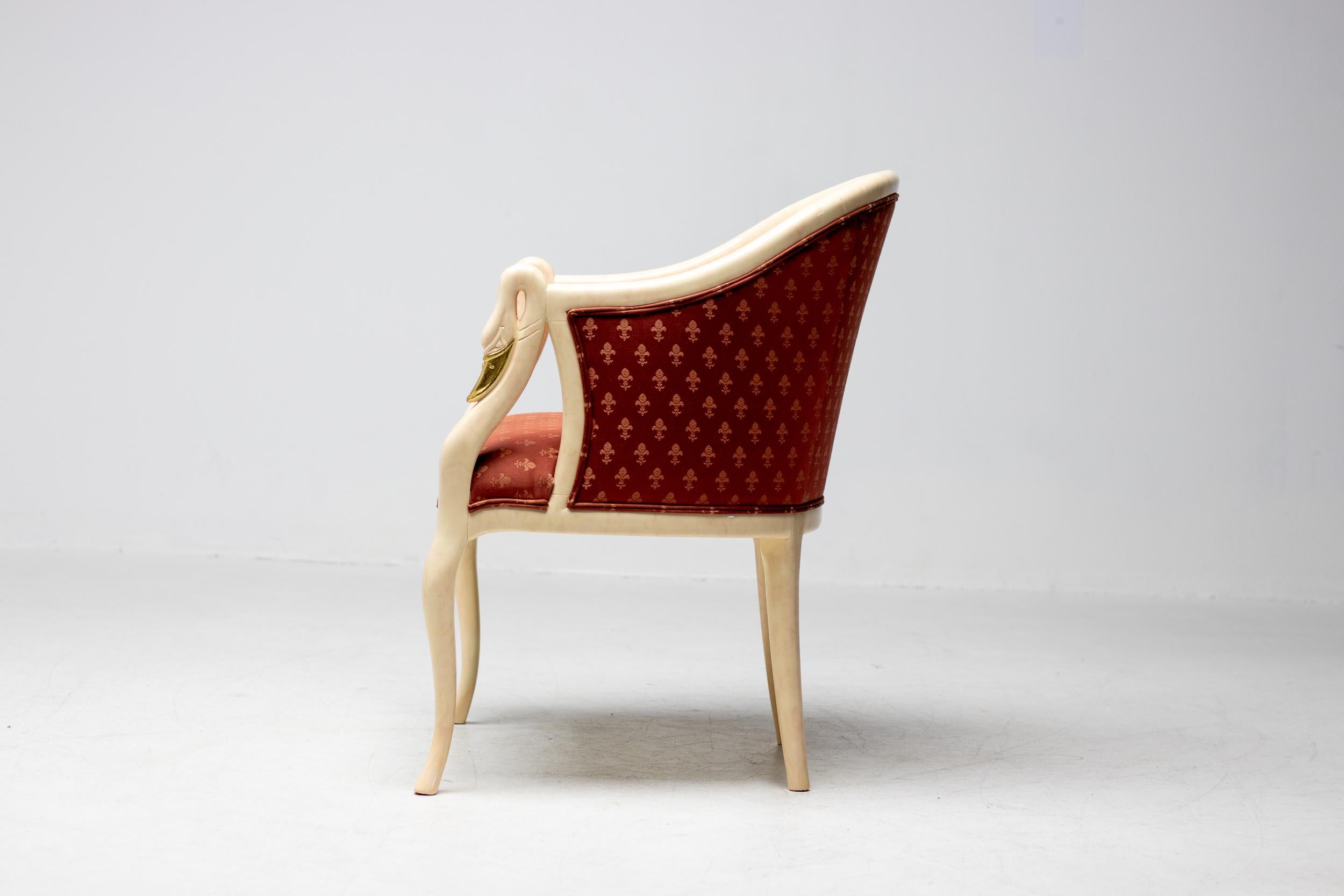 Damask Trüggelmann Swan-neck Armchair For Sale