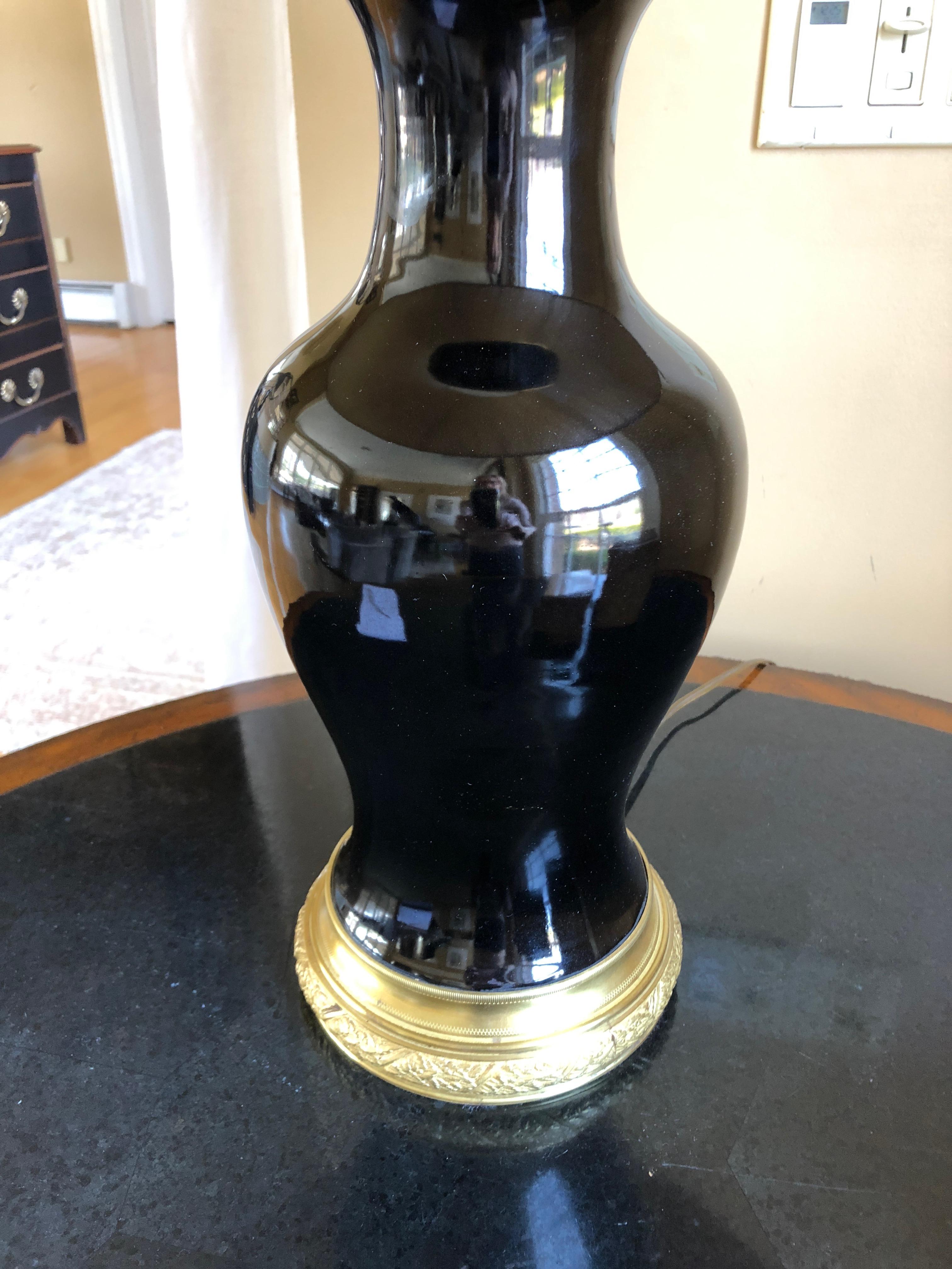 Truly Elegant Antique Black Table Lamp In Excellent Condition In Hopewell, NJ