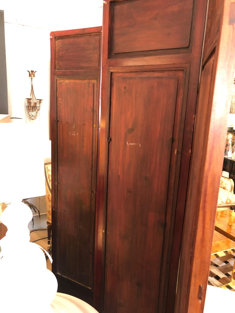 Truly Magnificent Large Carved Wood Hong Kong Screen with Paintings on