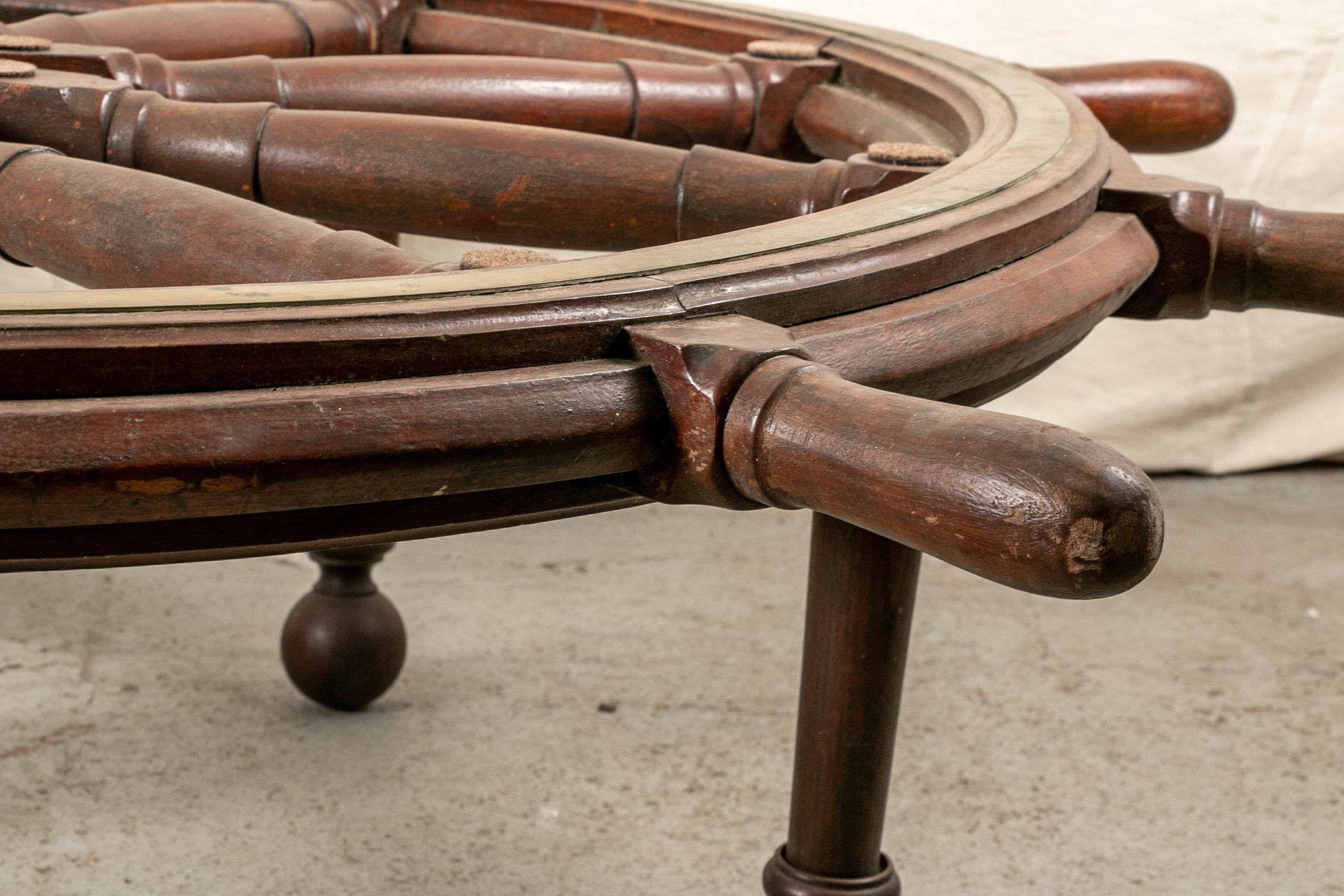 Rustic Truly Massive Antique Ship's Wheel Table