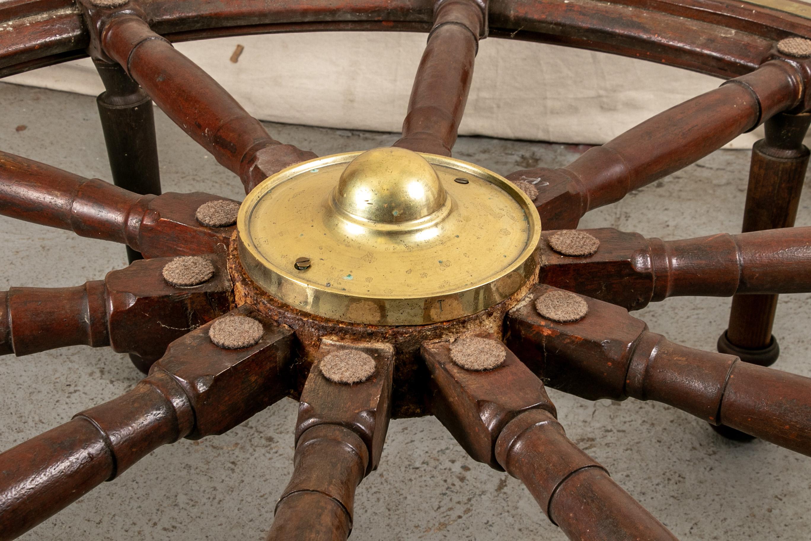 19th Century Truly Massive Antique Ship's Wheel Table
