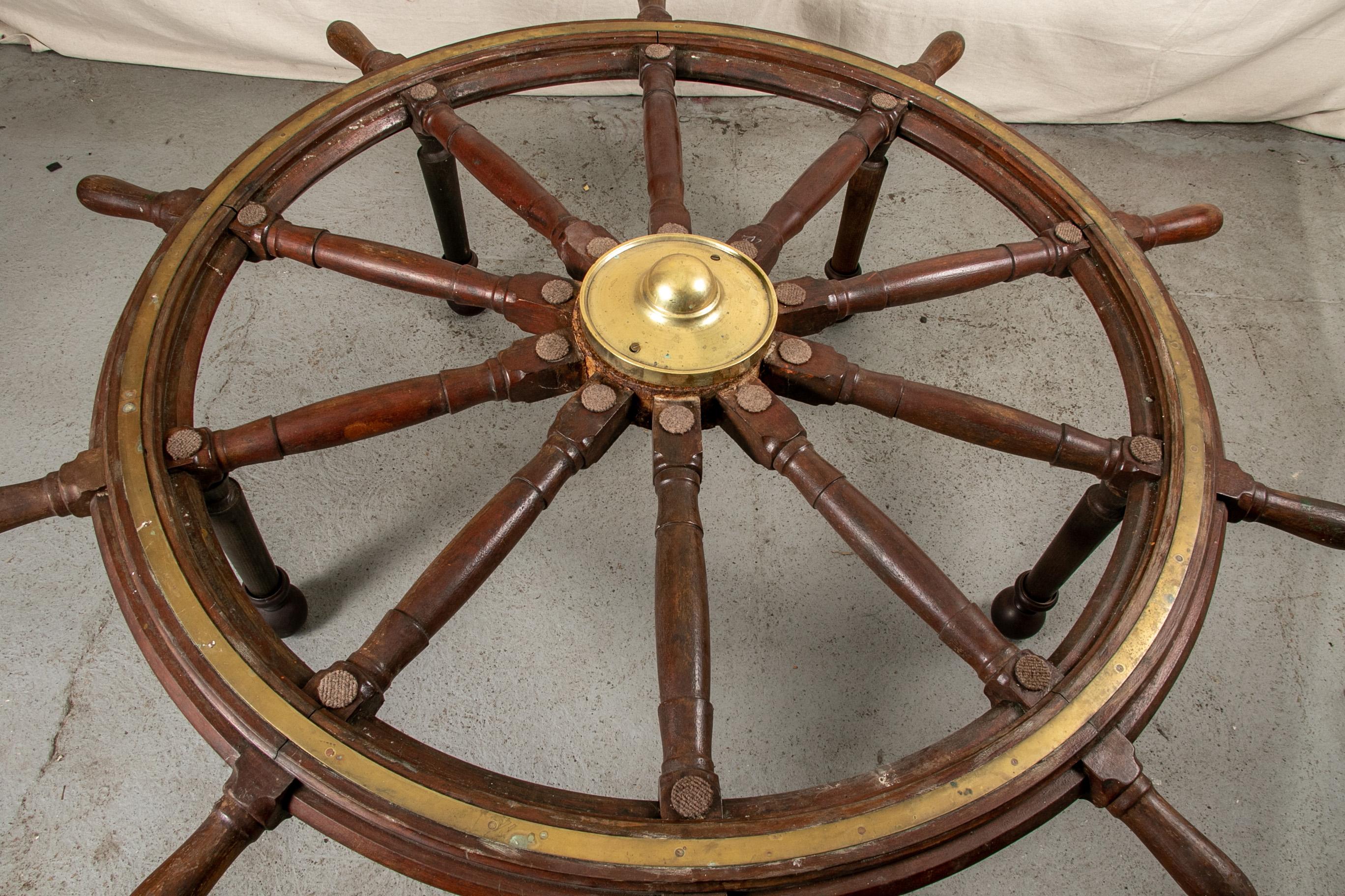 Truly Massive Antique Ship's Wheel Table 1