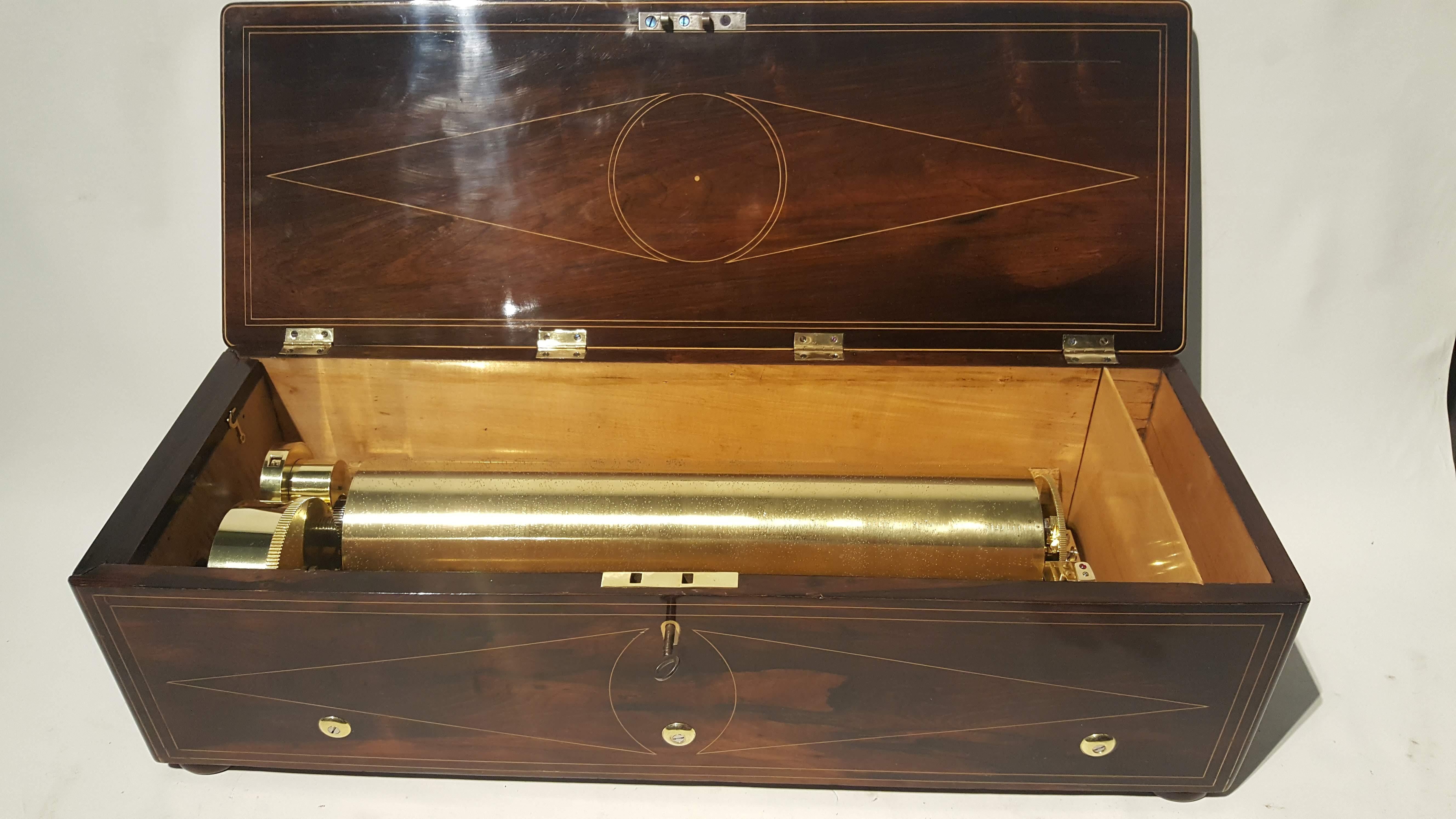 Swiss Cylinder Musical Box singed by H Brolliet (Geneva) For Sale