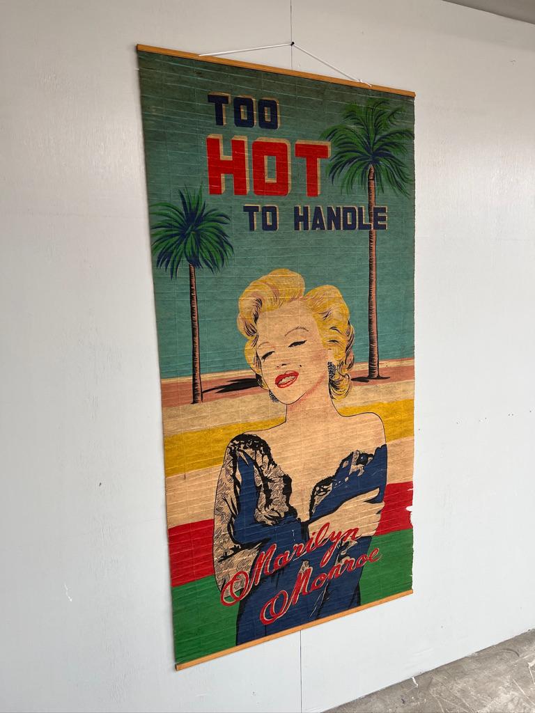 American Truly one off original 1960's RARE Marilyn Monroe too hot to handle cloth print For Sale