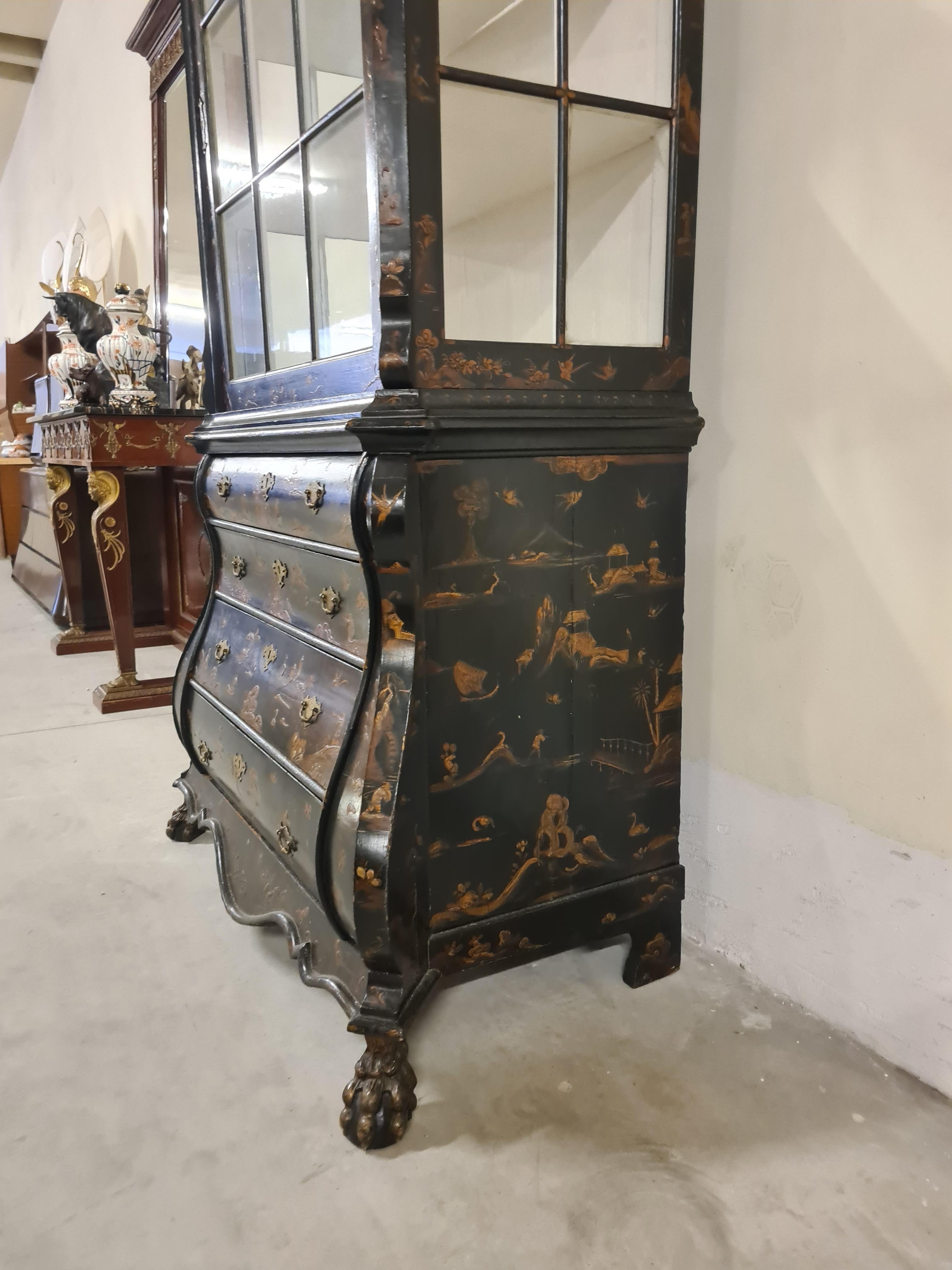 Trumeau holandés de Chinoiserie de doble cuerpo en venta 4