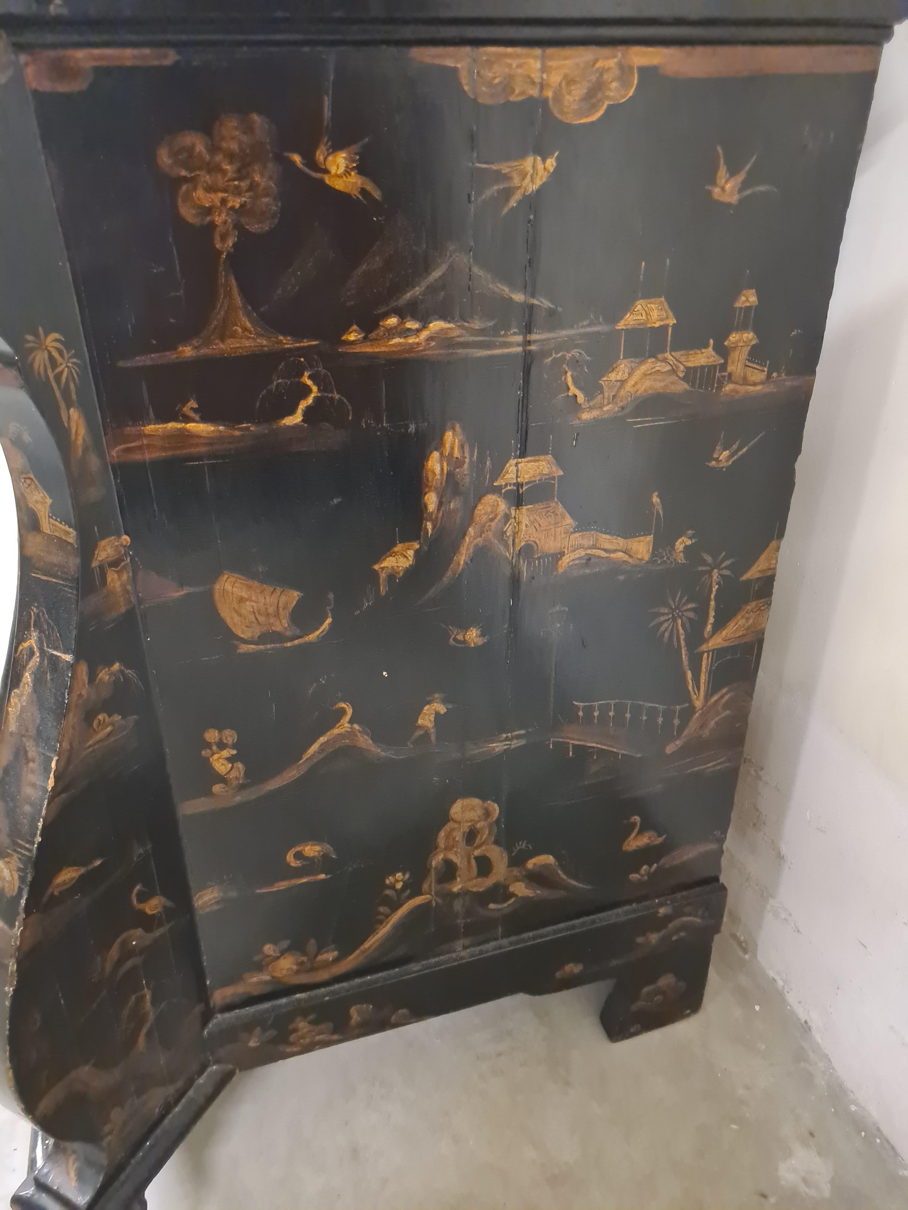 Trumeau holandés de Chinoiserie de doble cuerpo en venta 5