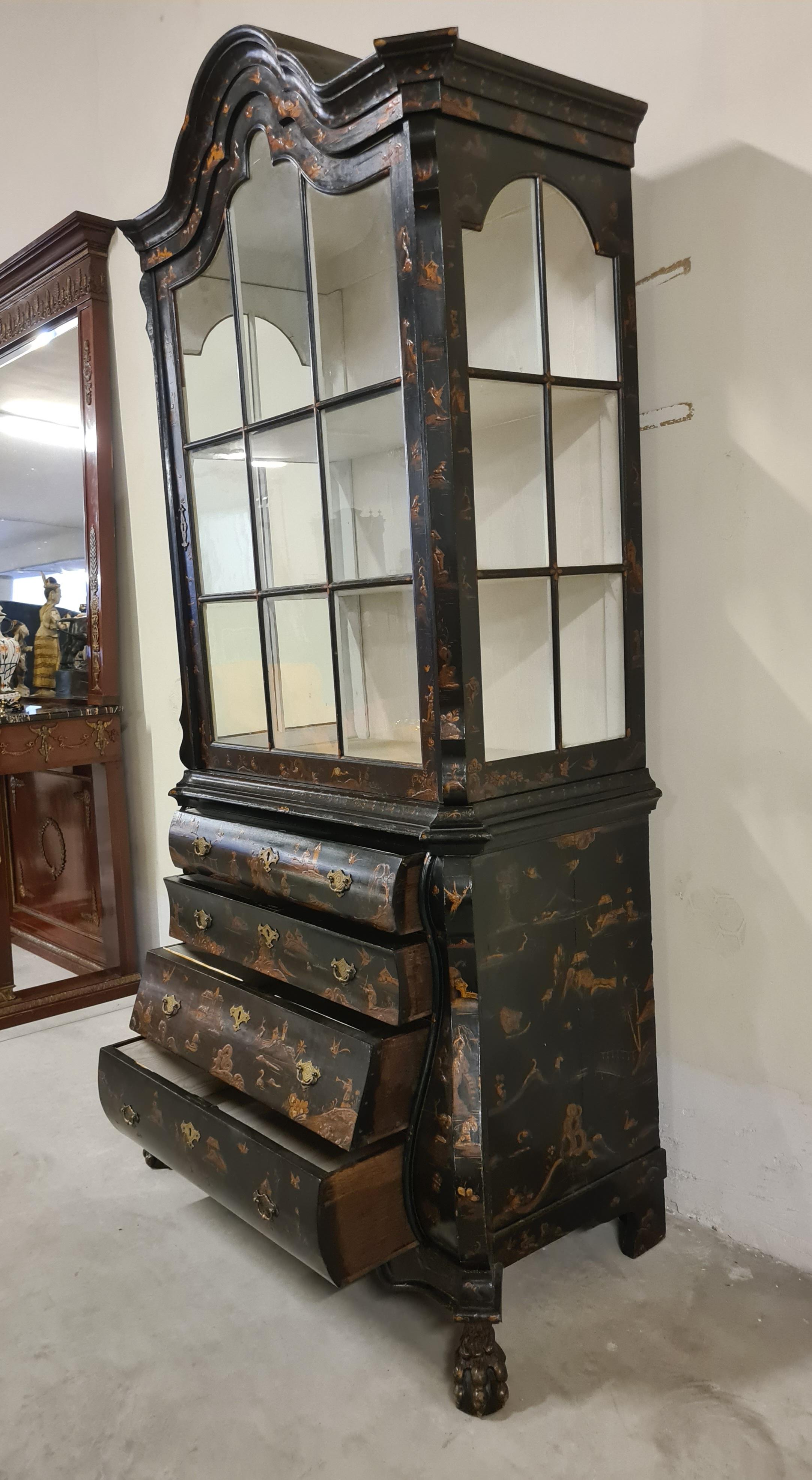 Trumeau holandés de Chinoiserie de doble cuerpo en venta 7
