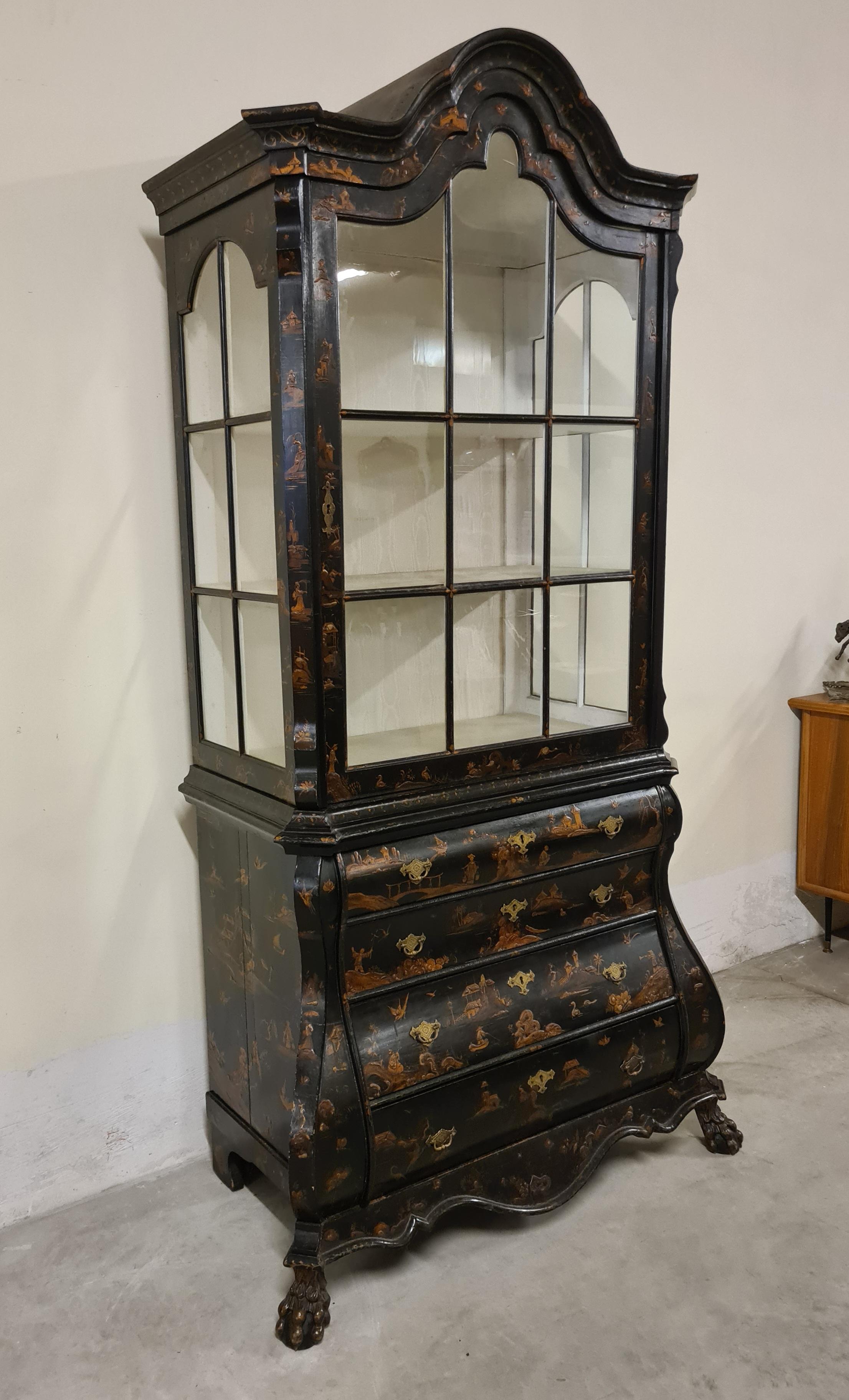 Trumeau holandés de Chinoiserie de doble cuerpo en venta 8