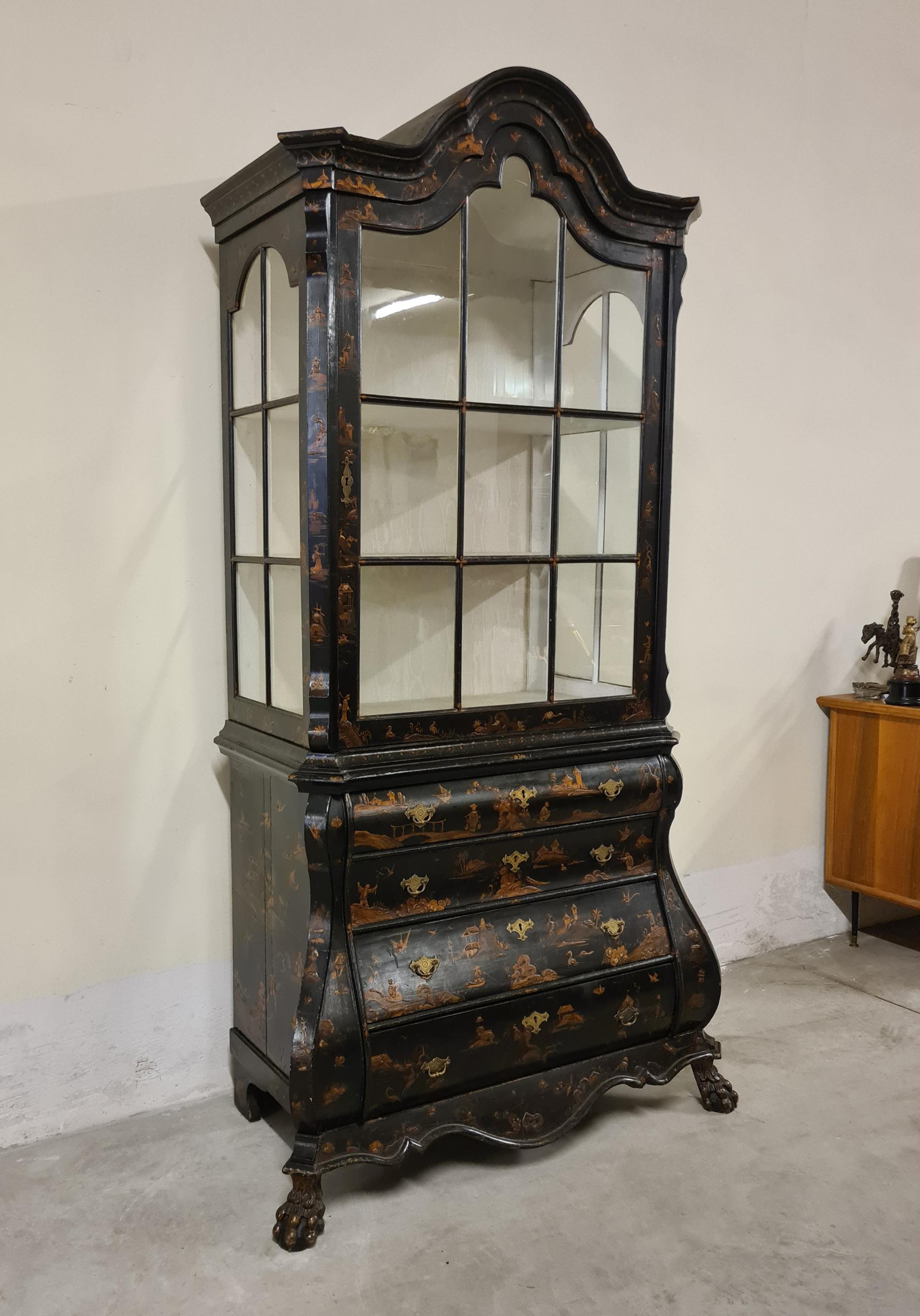 Trumeau holandés de Chinoiserie de doble cuerpo en venta 9