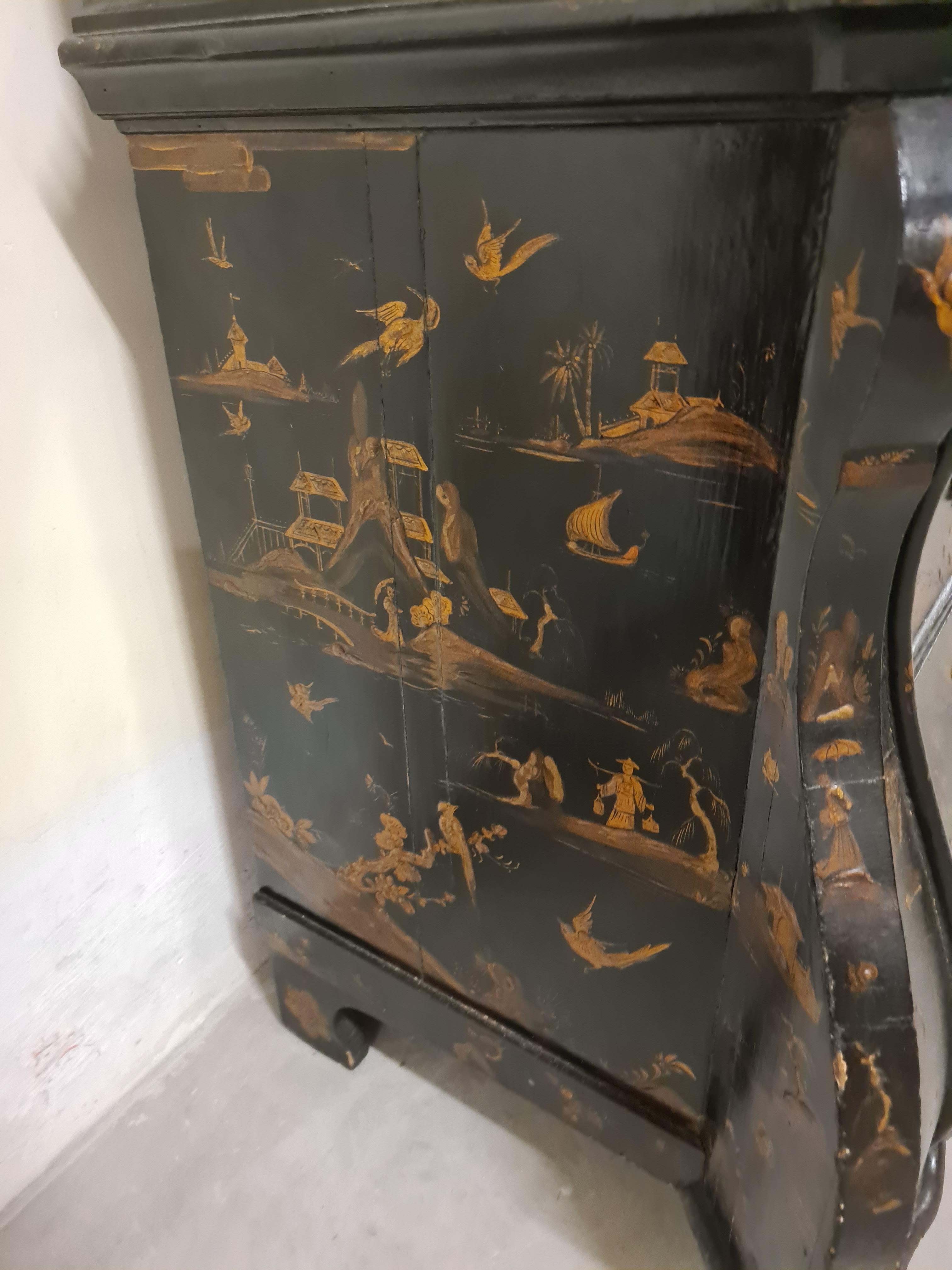 Trumeau holandés de Chinoiserie de doble cuerpo en venta 10