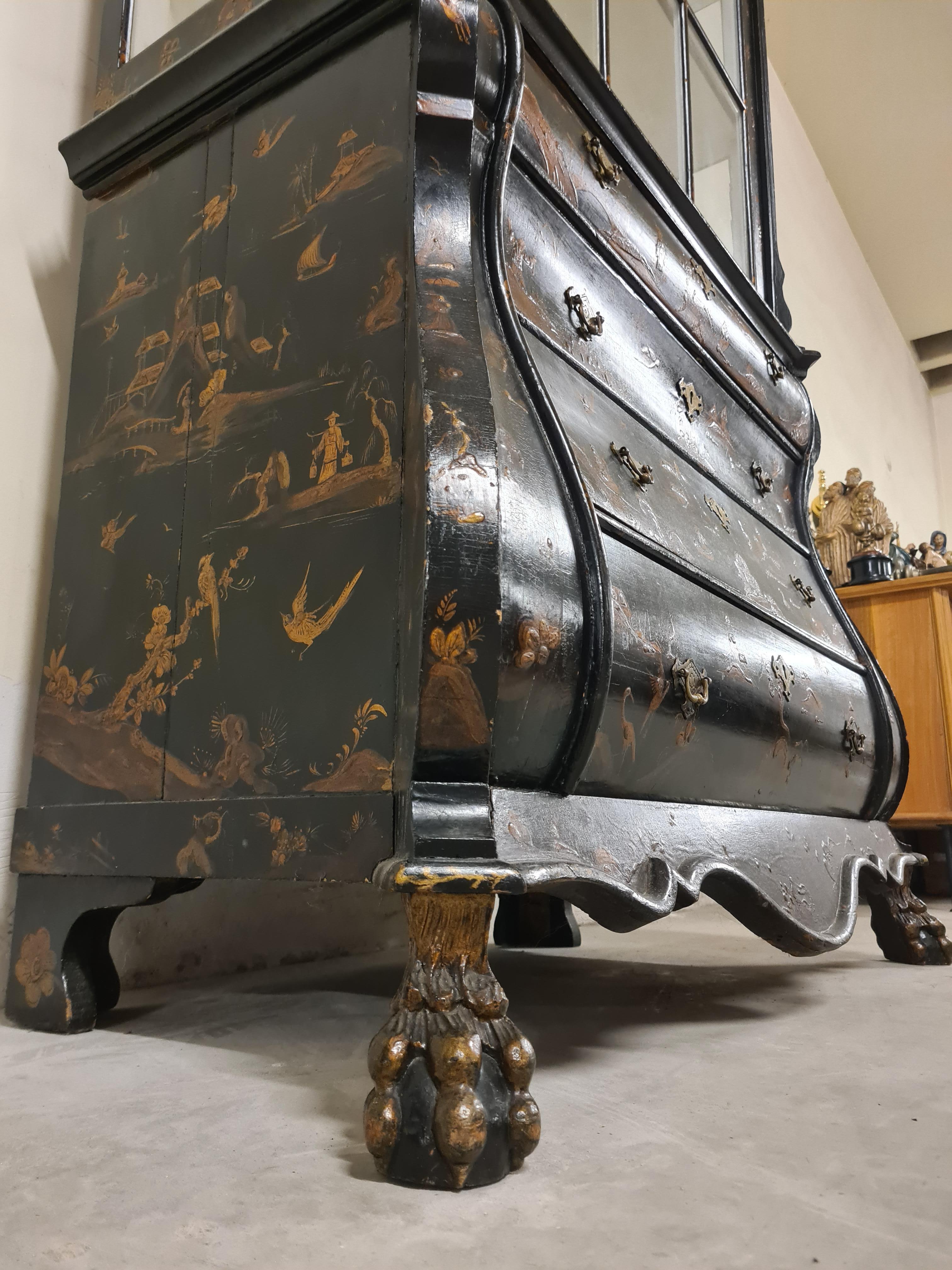Trumeau holandés de Chinoiserie de doble cuerpo en venta 12
