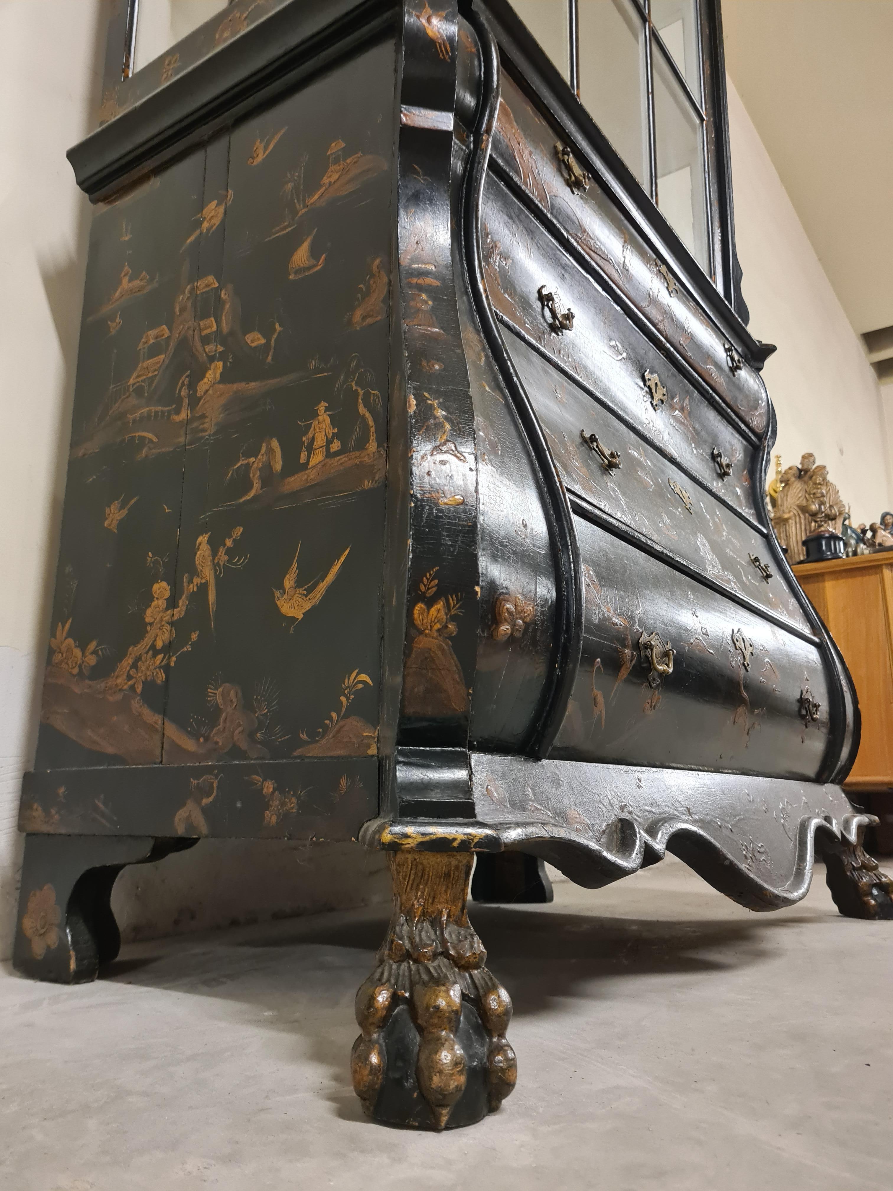 Trumeau holandés de Chinoiserie de doble cuerpo en venta 13
