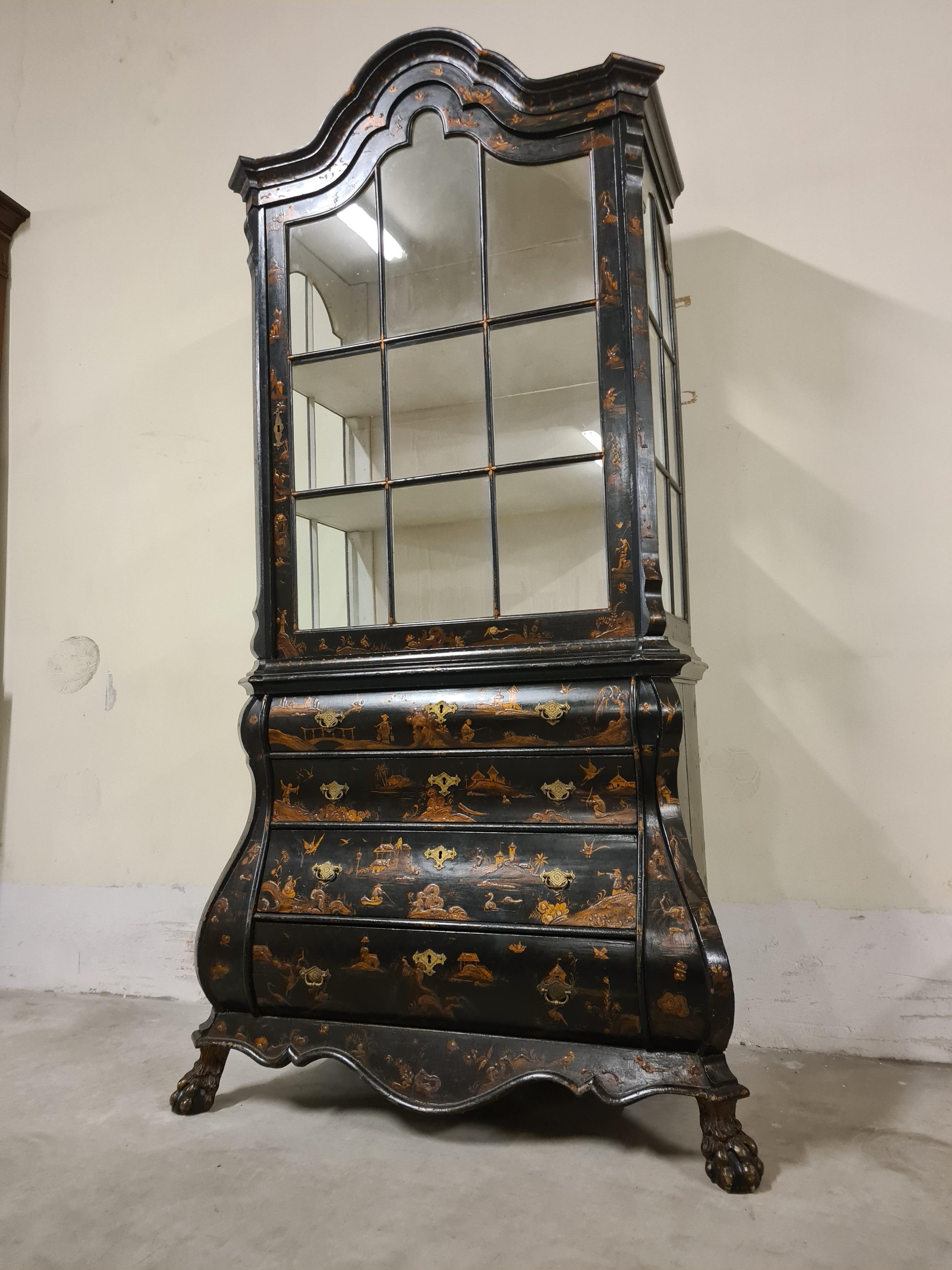 Trumeau holandés de Chinoiserie de doble cuerpo 19th Century en venta