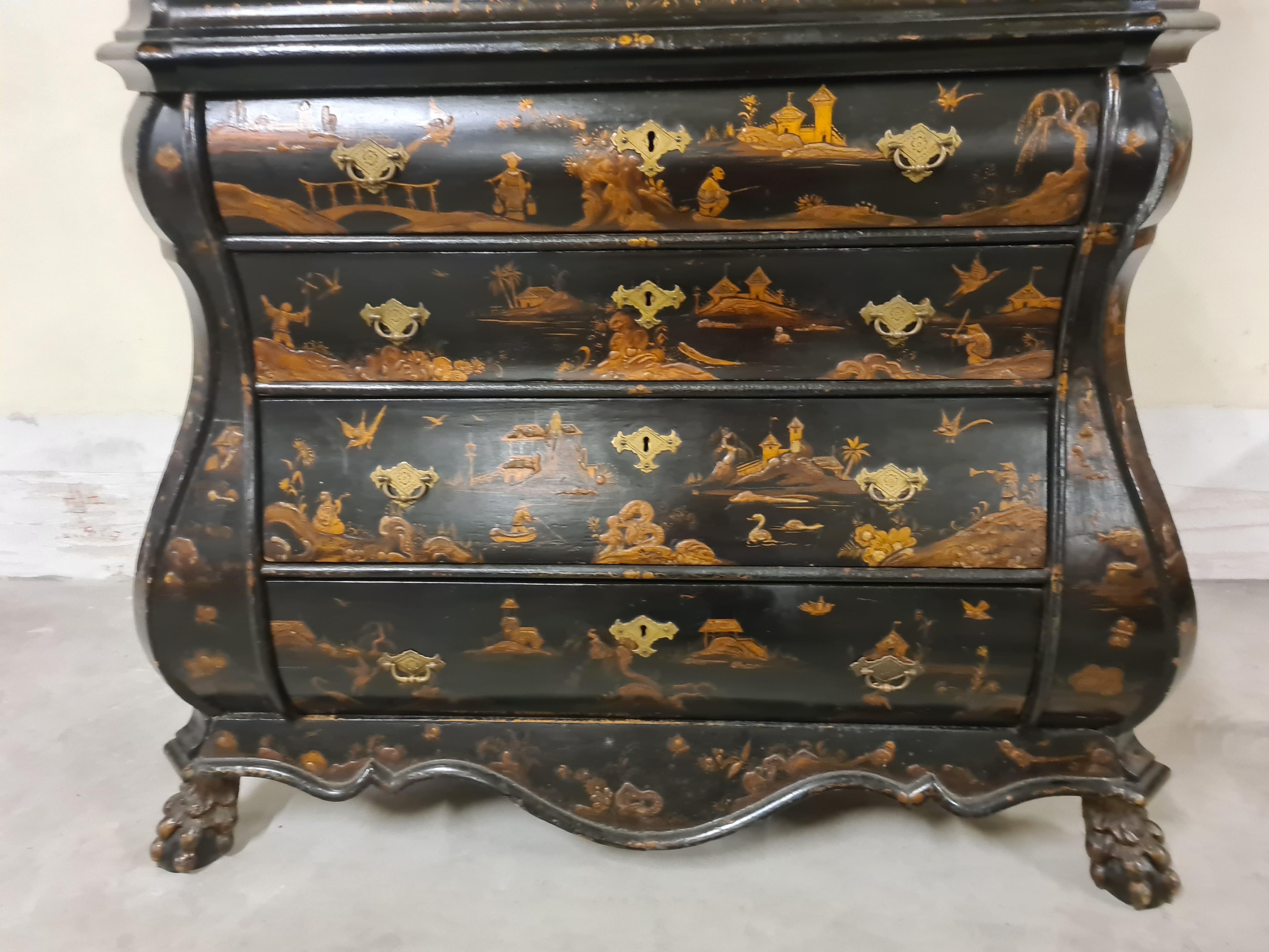 Trumeau holandés de Chinoiserie de doble cuerpo Madera en venta