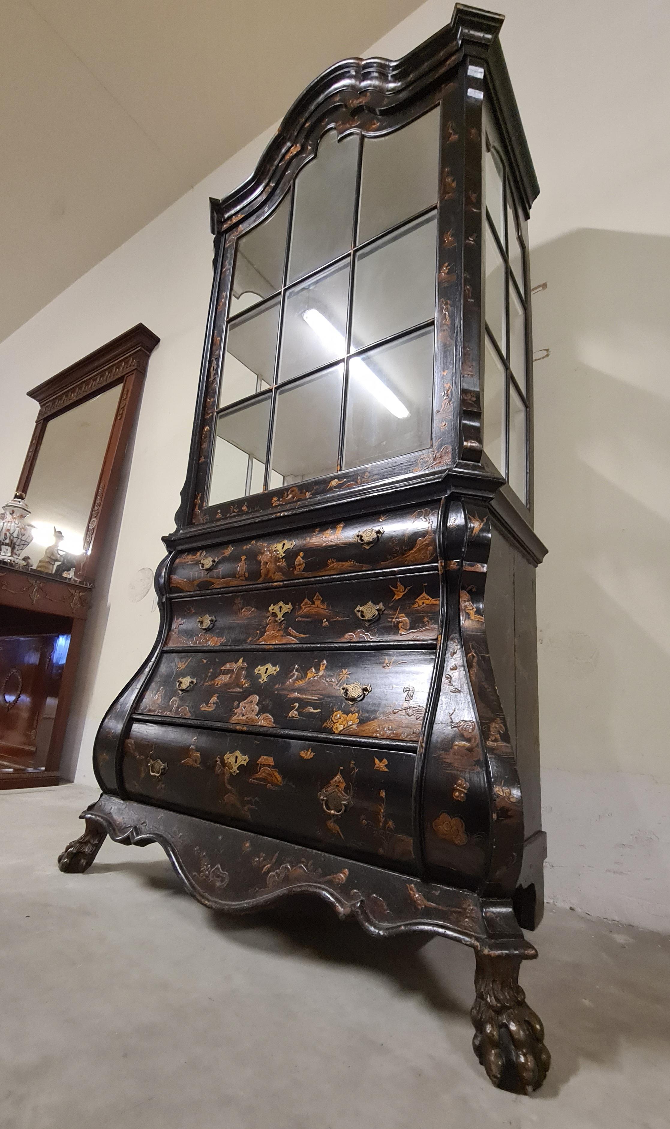 Trumeau holandés de Chinoiserie de doble cuerpo en venta 1