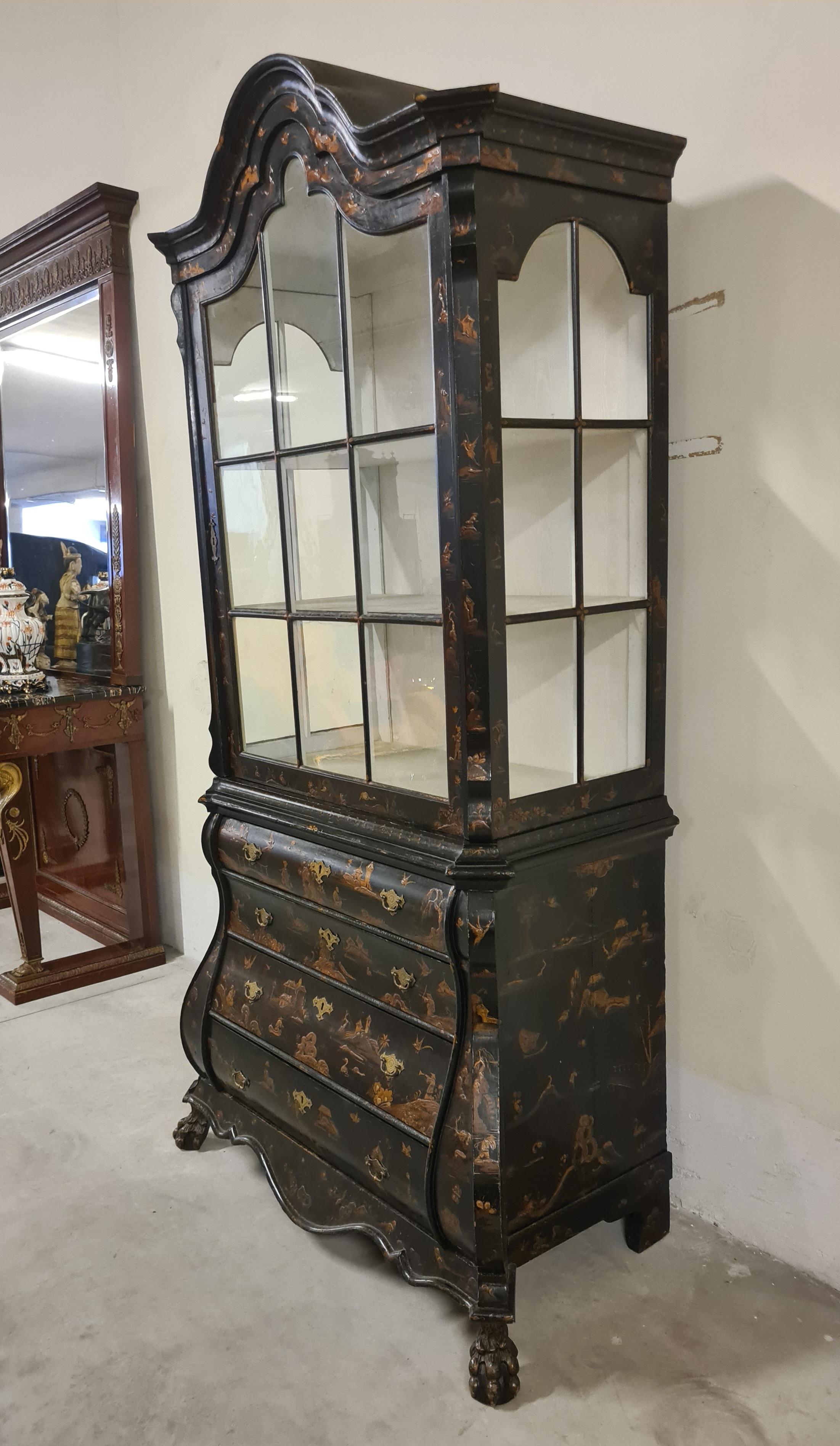 Trumeau holandés de Chinoiserie de doble cuerpo en venta 2