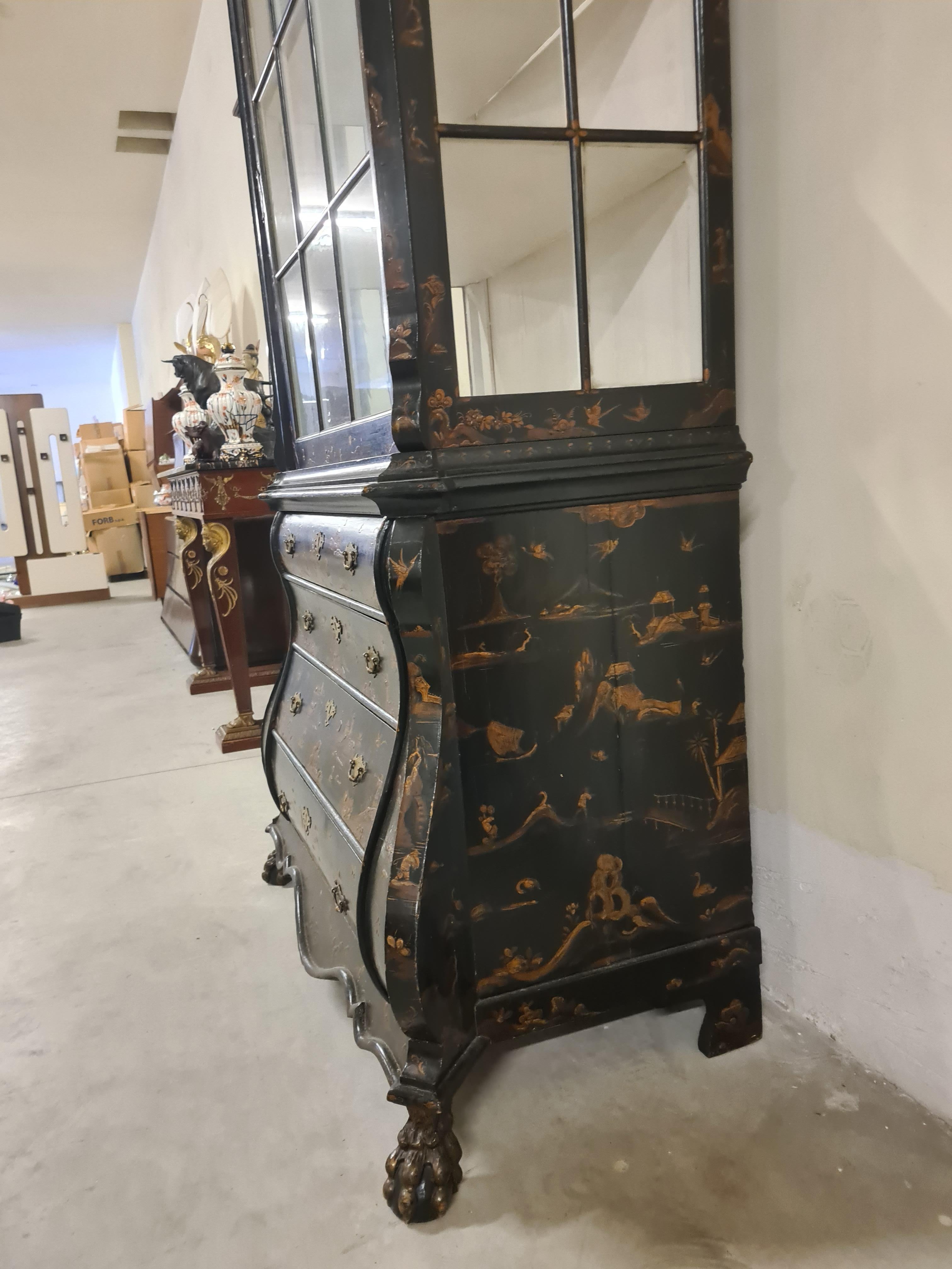 Trumeau holandés de Chinoiserie de doble cuerpo en venta 3