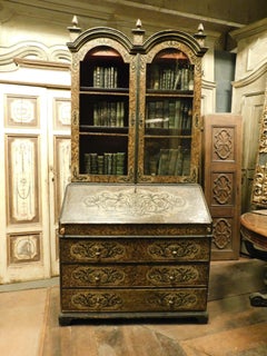 Trumeau, double body in lacquered and richly painted wood, Sicily Italy