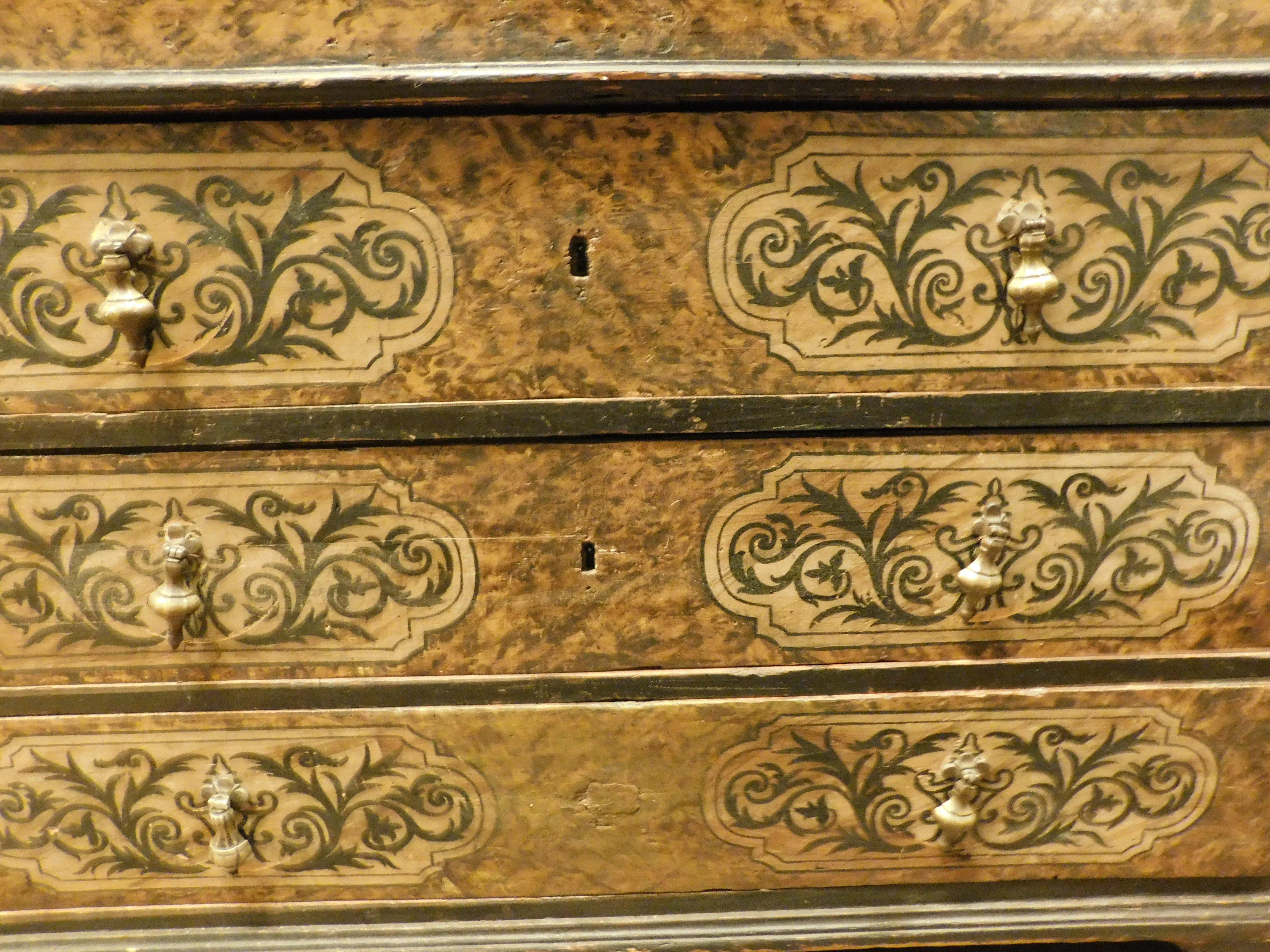 Trumeau, doble cuerpo de madera lacada y ricamente pintada, Sicilia Italia 1
