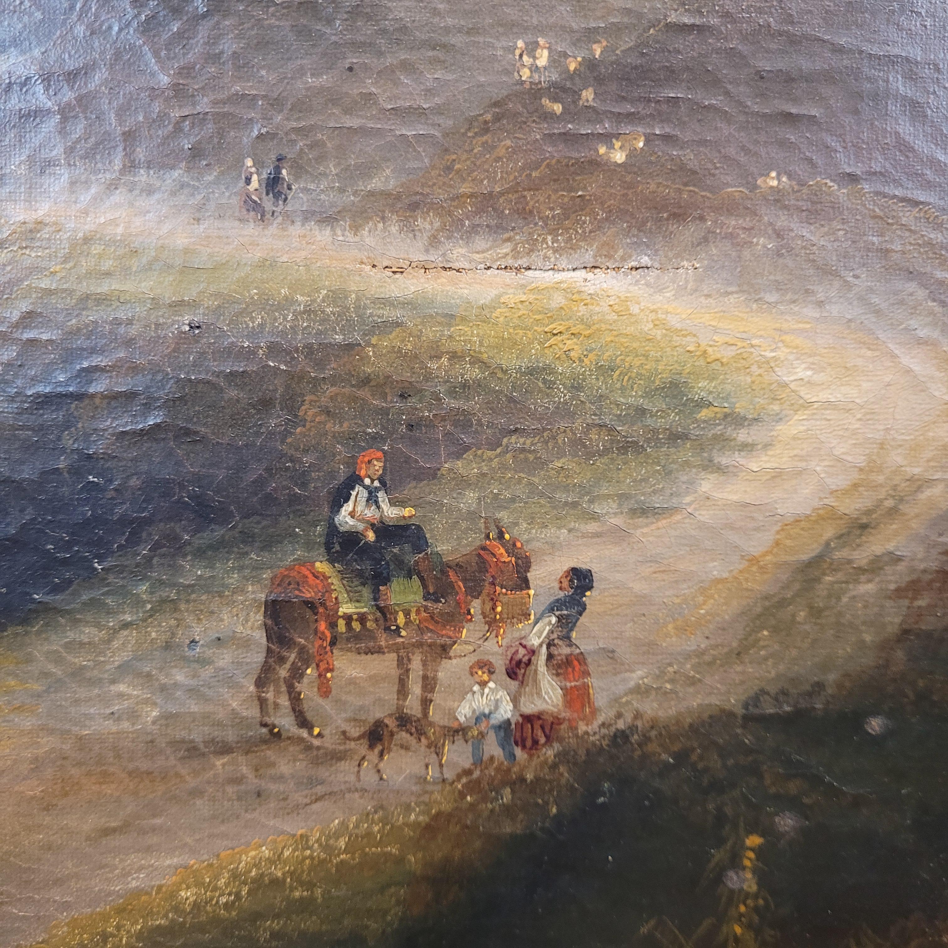 Trumeau Frances Napoleon III, Mirror and oil on canvas “Landscape at sunset” 7