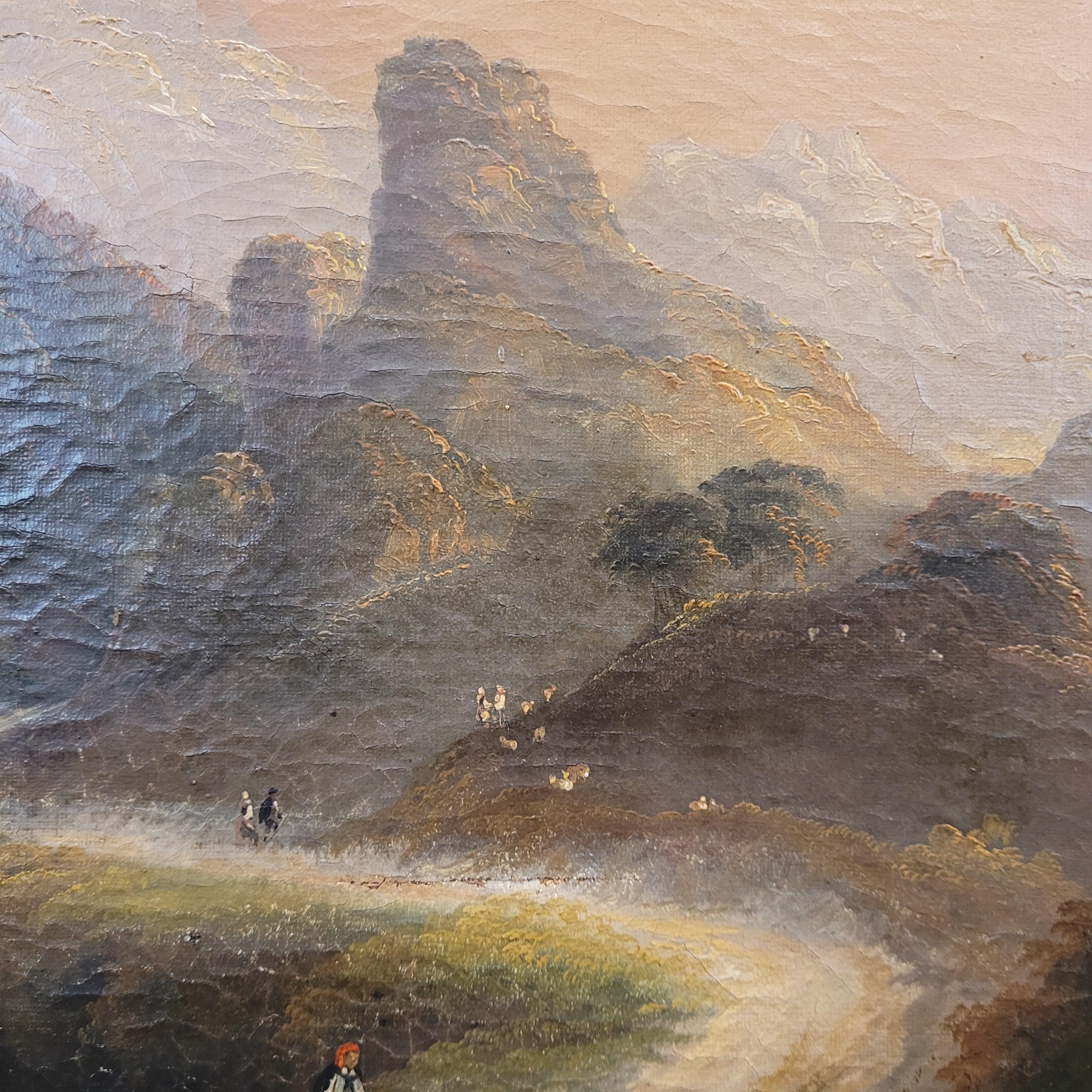 Trumeau Frances Napoleon III, Mirror and oil on canvas “Landscape at sunset” 8