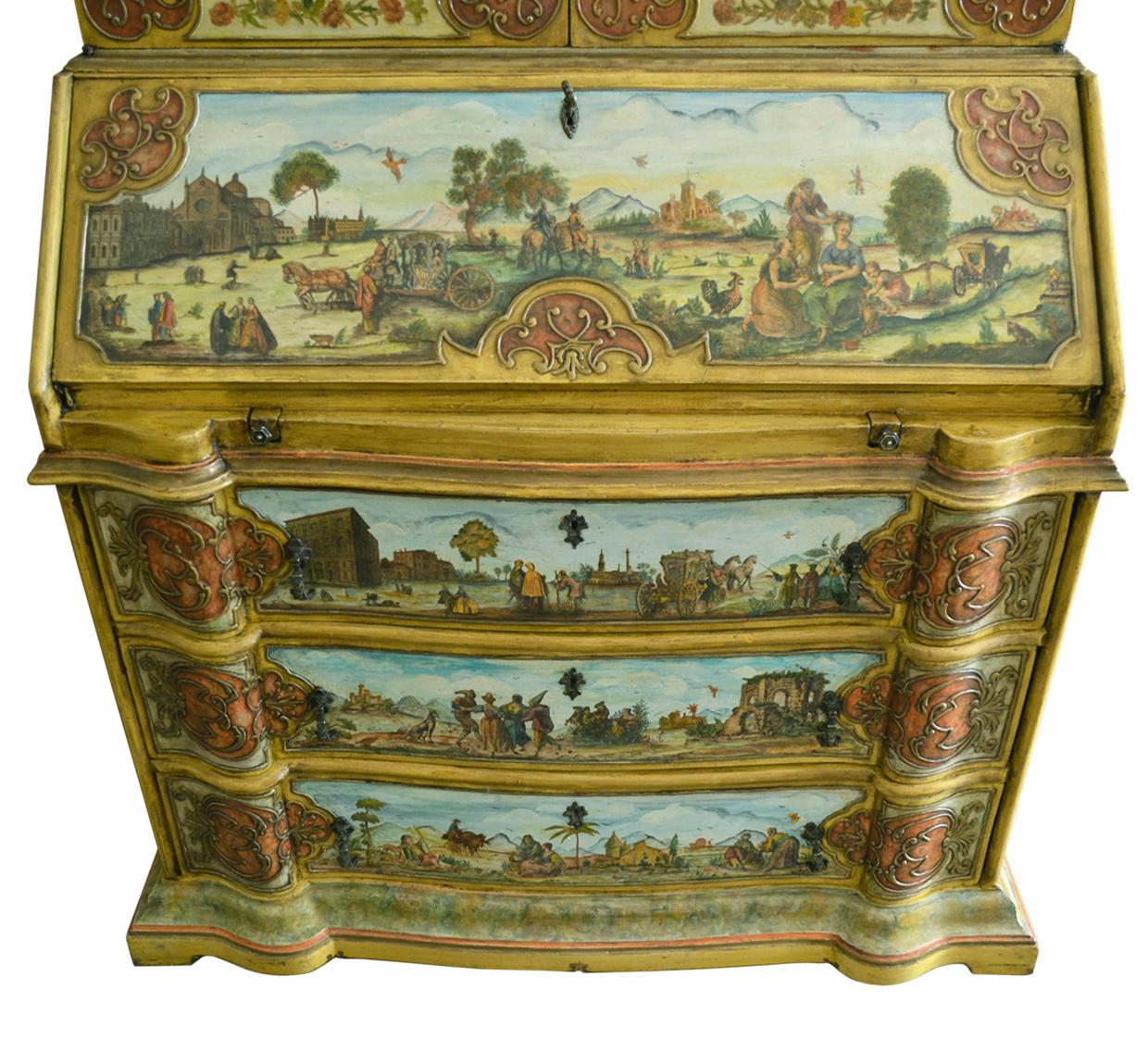 Trumeau de Mitad de Siglo Pintado a Mano en Italia Madera Técnica Arte Veneciano by Cupioli Italiano en venta
