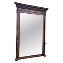 Trumeau Mirror – 19th Century Neo-Renaissance Style – Sculpted Oak