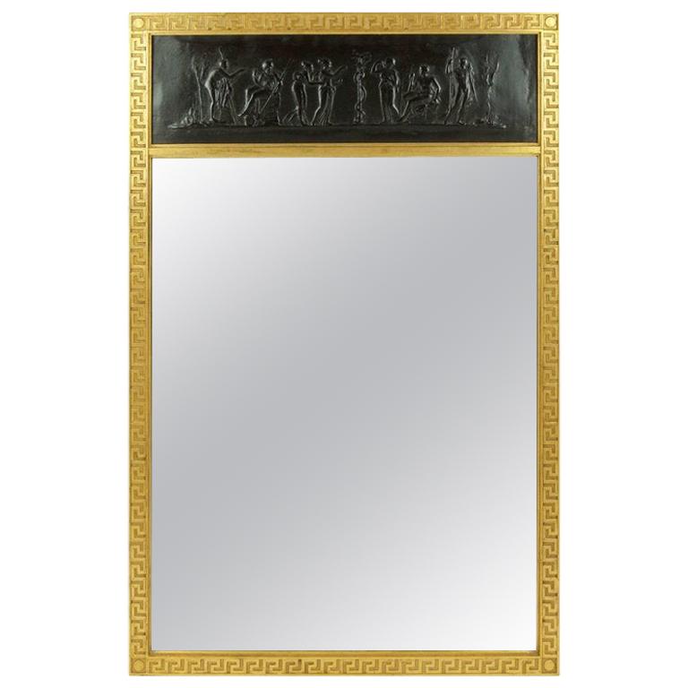 Trumeau Mirror with Gilt Greek Key Frame