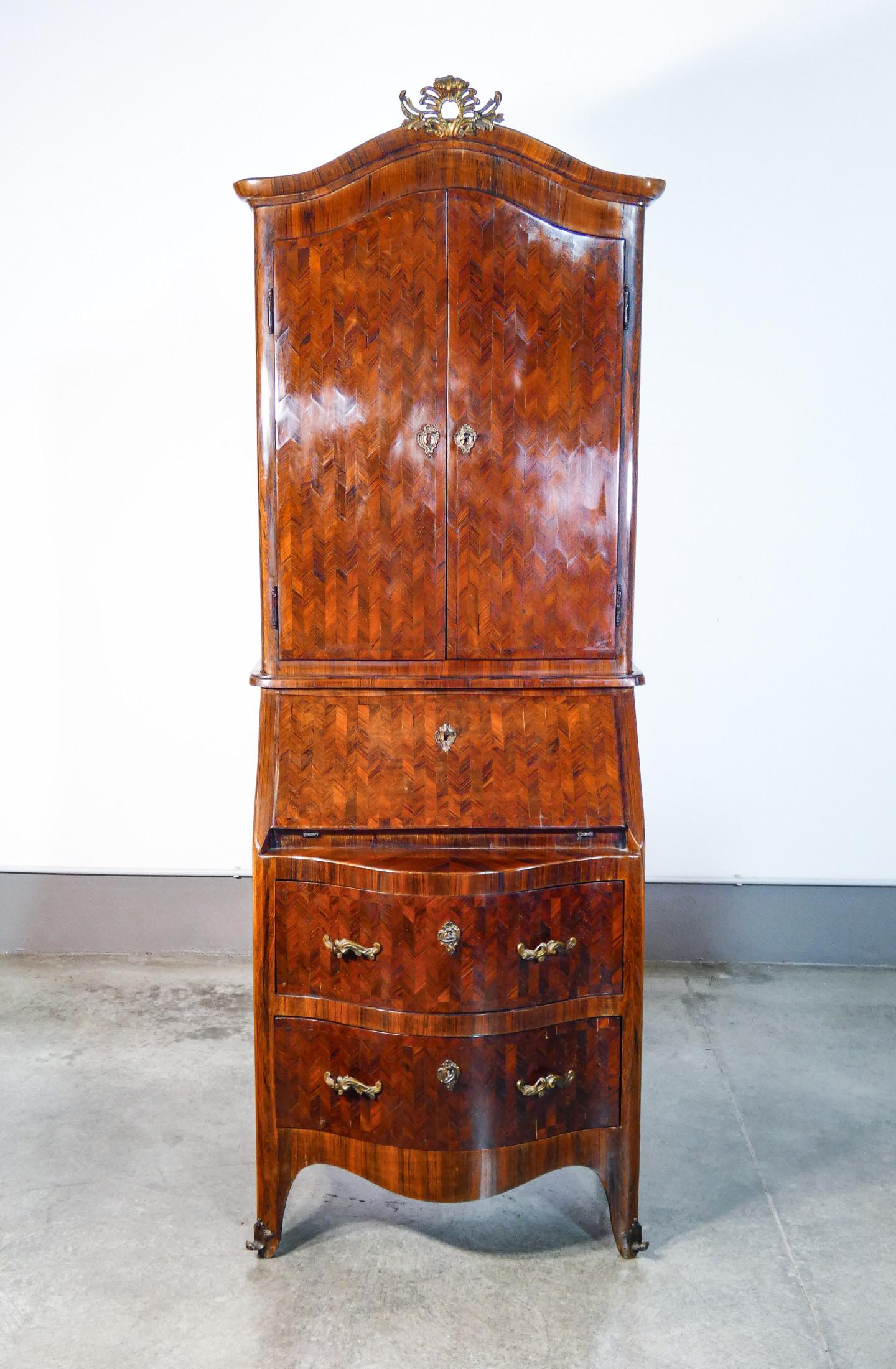 Louis XV Trumeau, secretaire Luigi XV originale settecentesco For Sale