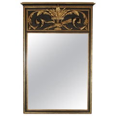 Trumeau Style Painted and Gilt Mirror