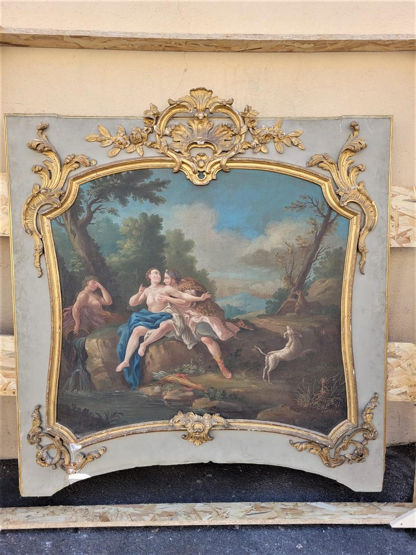Hauts Trumeau en bois doré et huile sur toile, fin 18e début 19e siècle en vente 4