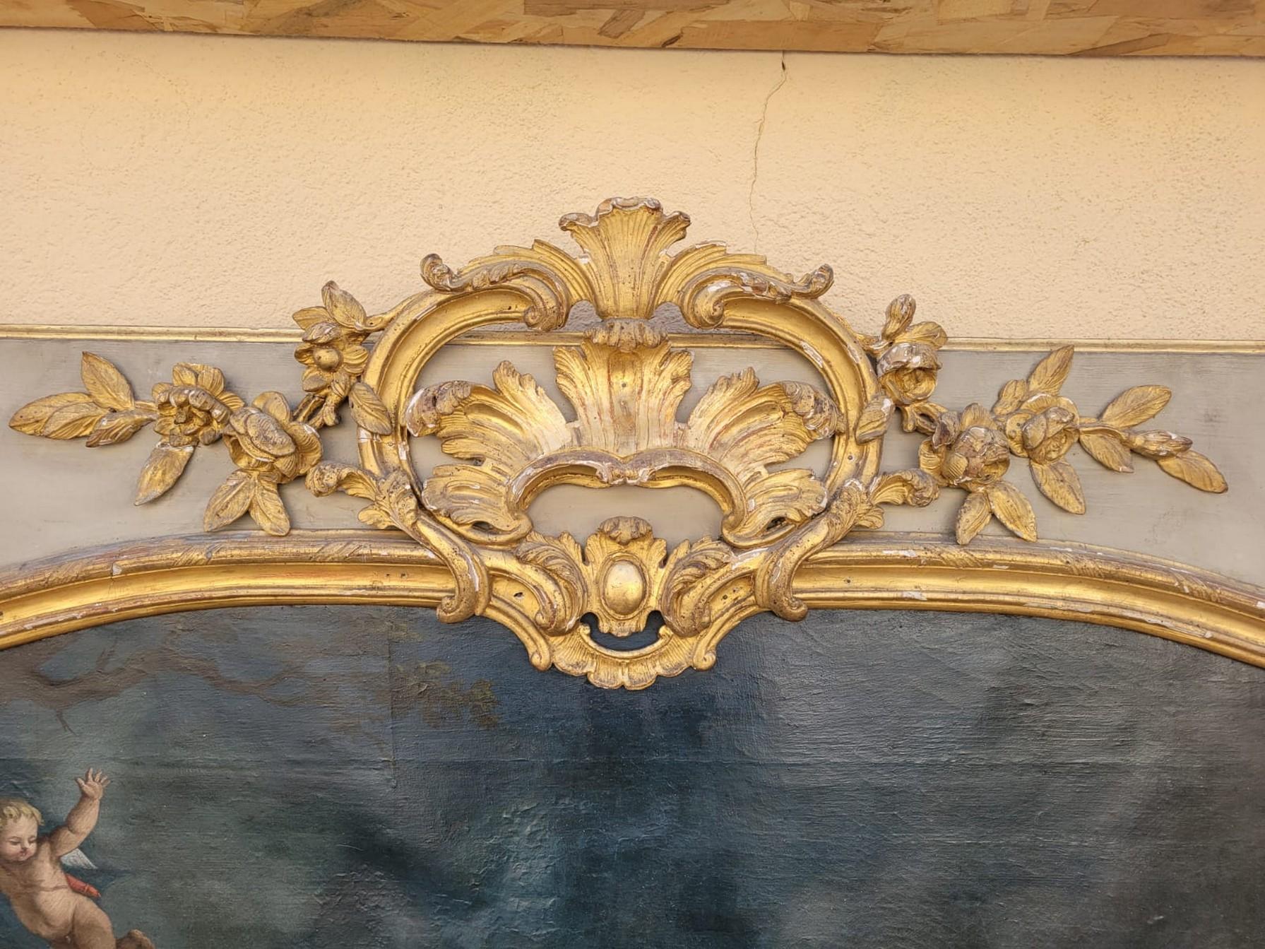 Trumeau-Platten aus goldenem Holz und Öl auf Leinwand, spätes 18. bis frühes 19. Jahrhundert im Angebot 7