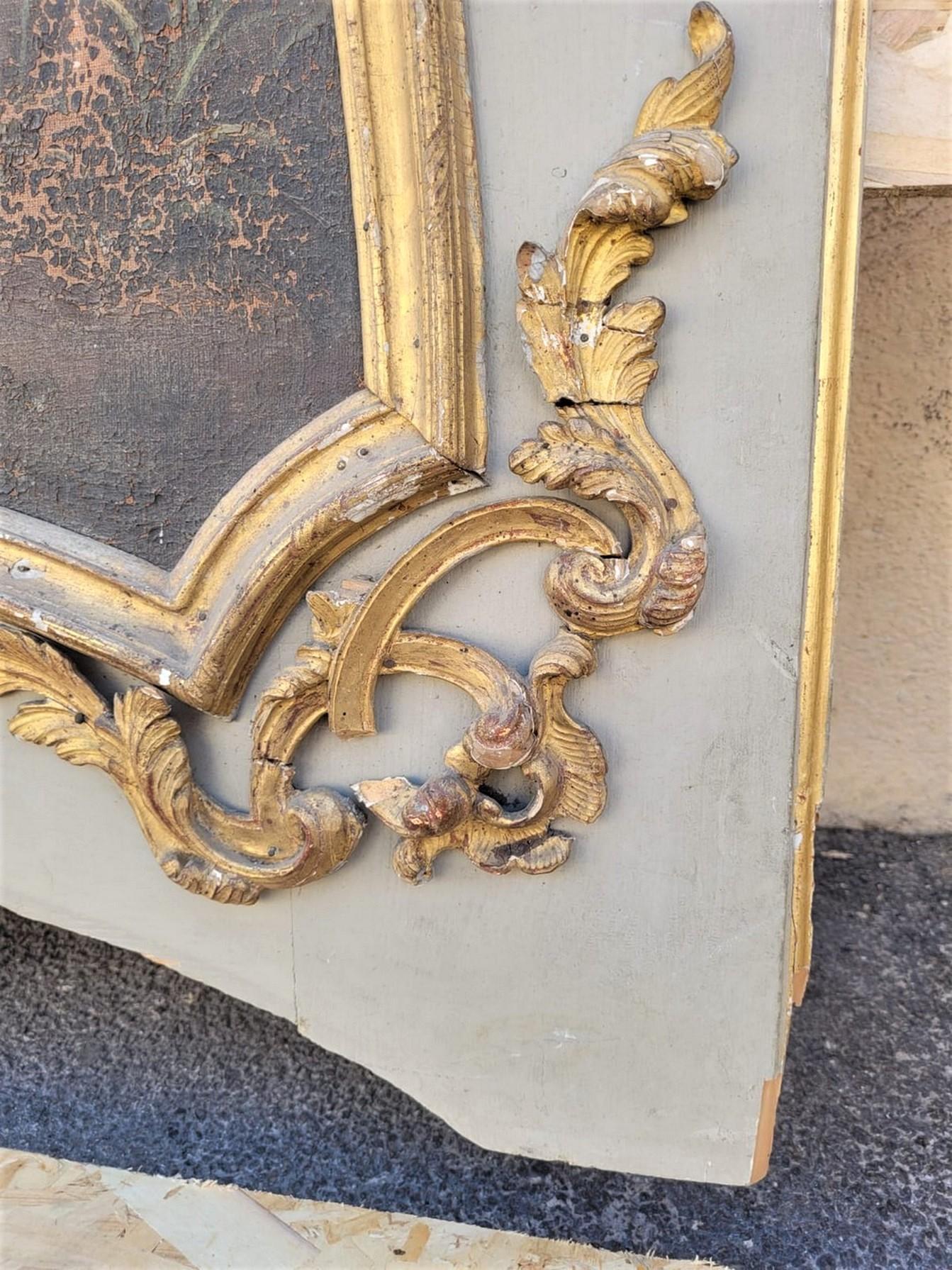 Trumeau-Platten aus goldenem Holz und Öl auf Leinwand, spätes 18. bis frühes 19. Jahrhundert im Zustand „Gut“ im Angebot in MARSEILLE, FR