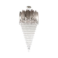 Trump Chandelier in Golden Plated Brass with Cascading Crystal Glass Details
