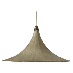 Trumpet Design Italian Large Cocoon Pendant Lamp with Metal Frame, 1960s, Italy