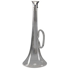 Pichet ou carafe à vin en forme de trompette en verre et argent de Hukin and Heath:: anglais