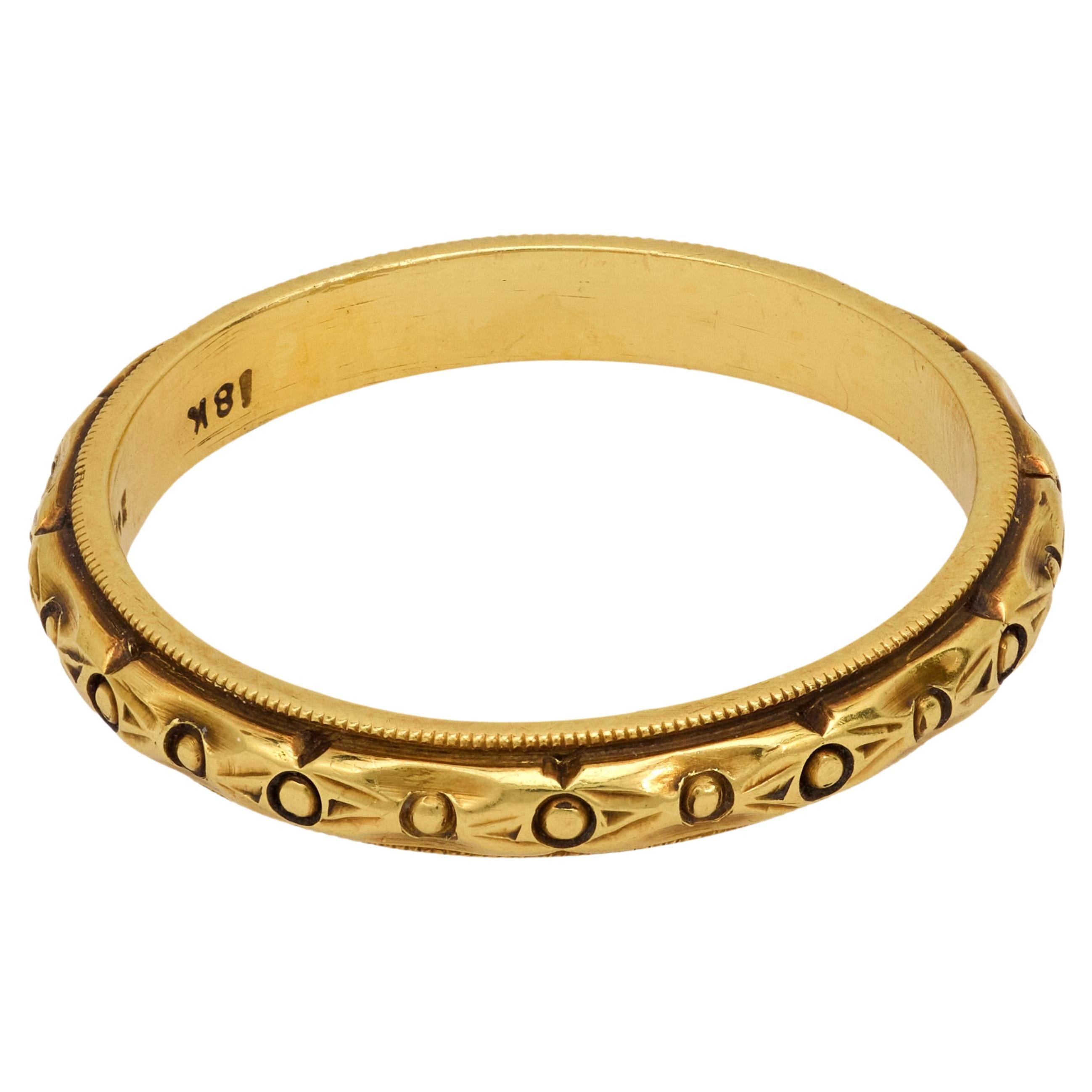 Trumpet & Horn 18k yellow gold band For Sale